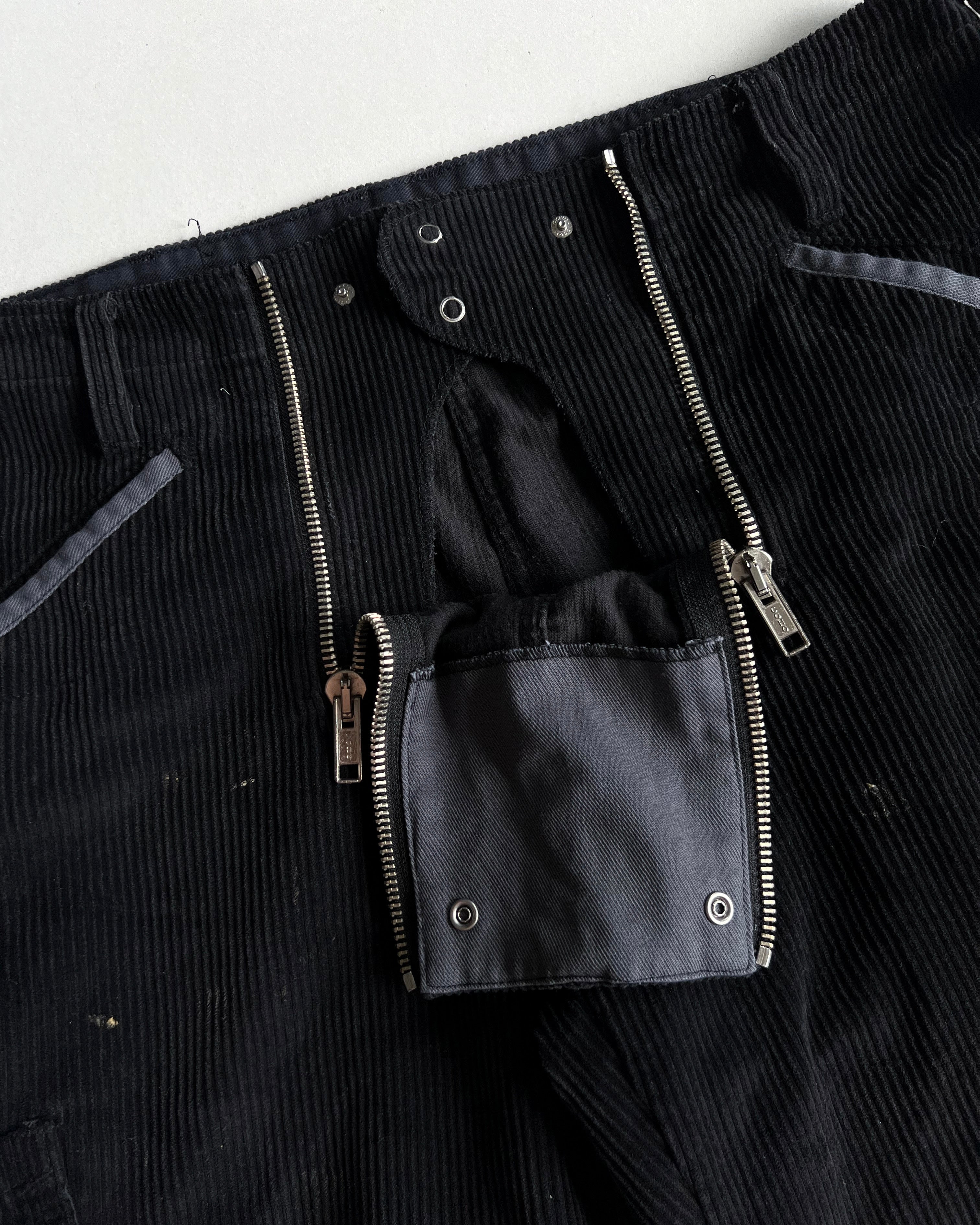 1990S BLACK CORDUROY GERMAN BOOTCUT WORK PANTS (36)