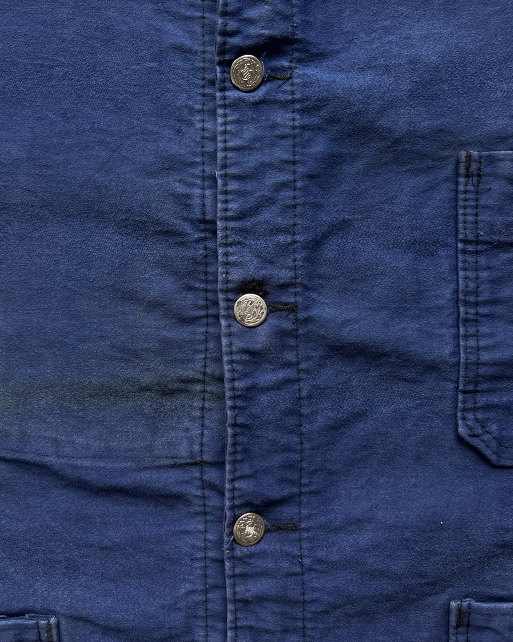 1960S FRENCH INDIGO MOLESKIN WORK JACKET (XL)