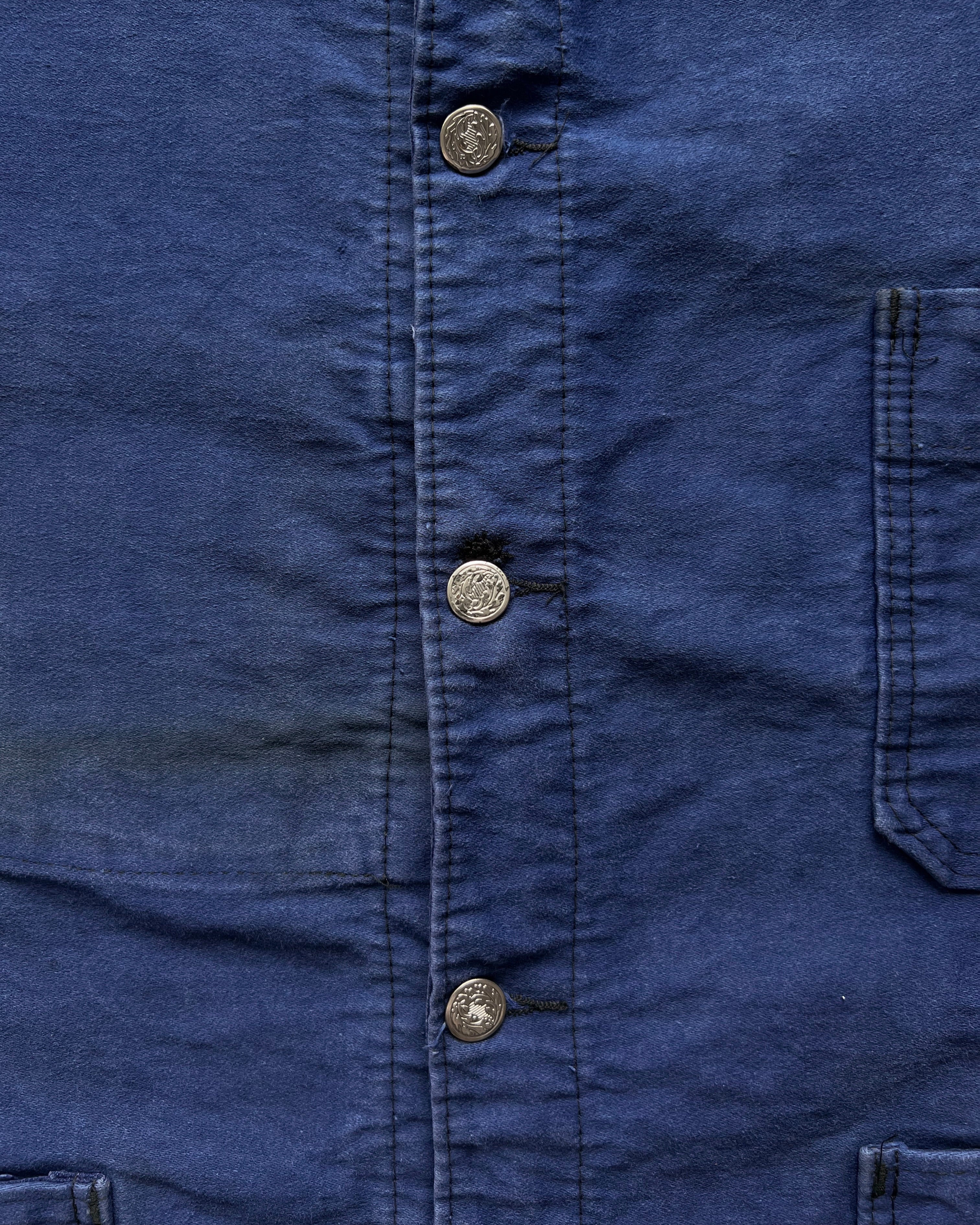 1960S FRENCH INDIGO MOLESKIN WORK JACKET (XL)