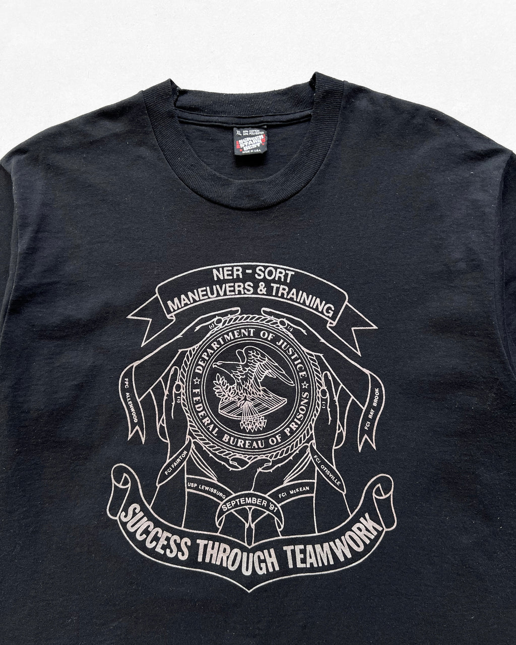 1990S 'DEPARTMENT OF JUSTICE FBOP' SINGLE STITCH TEE (XL)