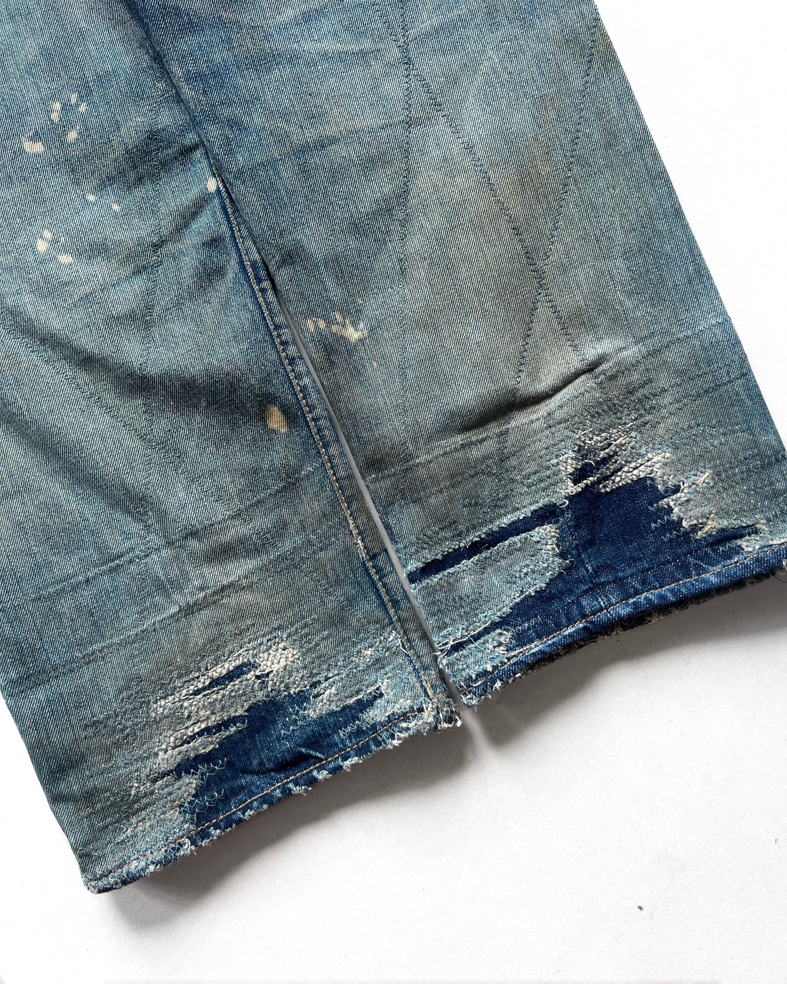 1970S LEVI'S 501 BIG E REPAIRED SELVEDGE JEANS (35)