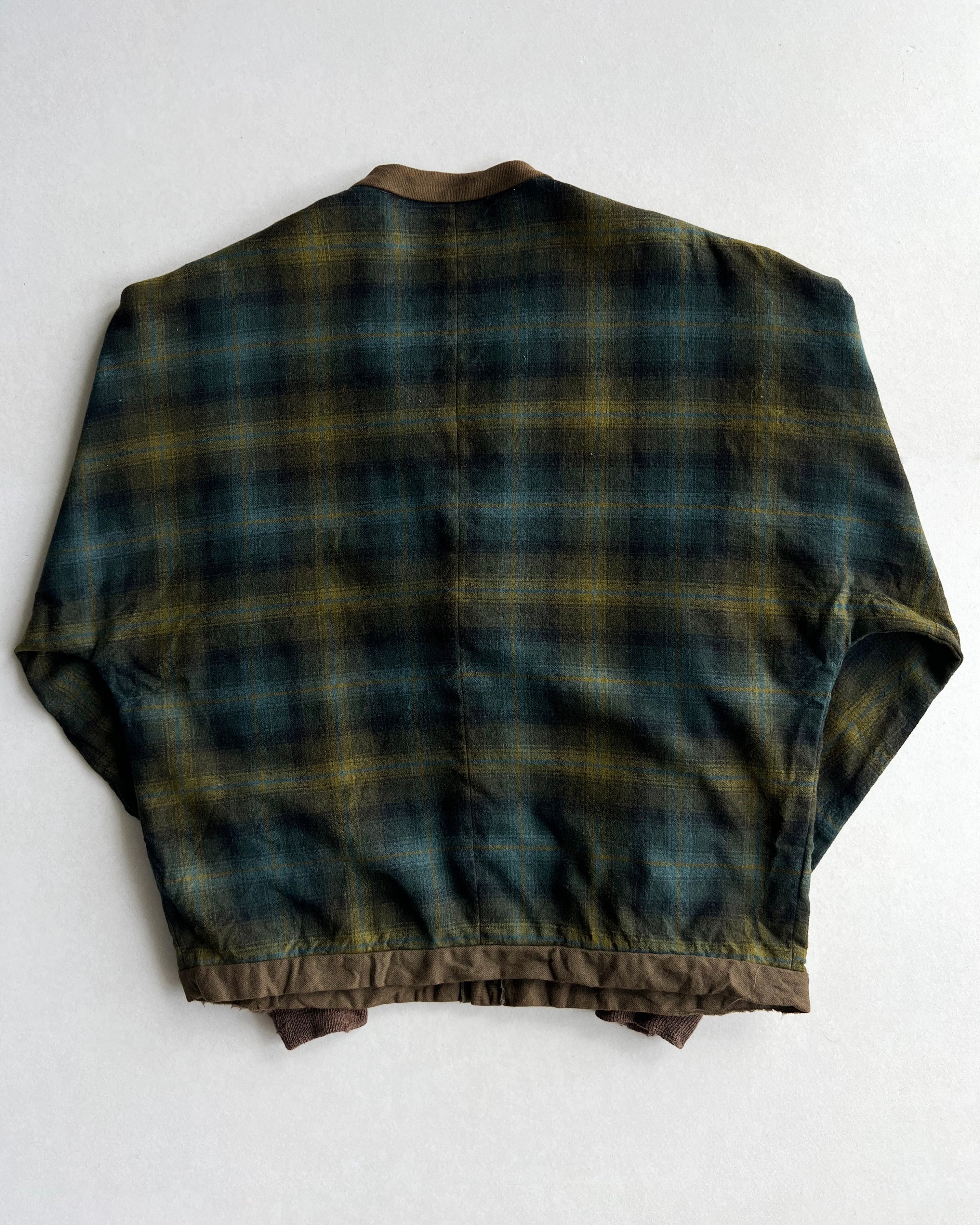 1980S PENDLETON SHADOW PLAID WOOL CARDIGAN (M)