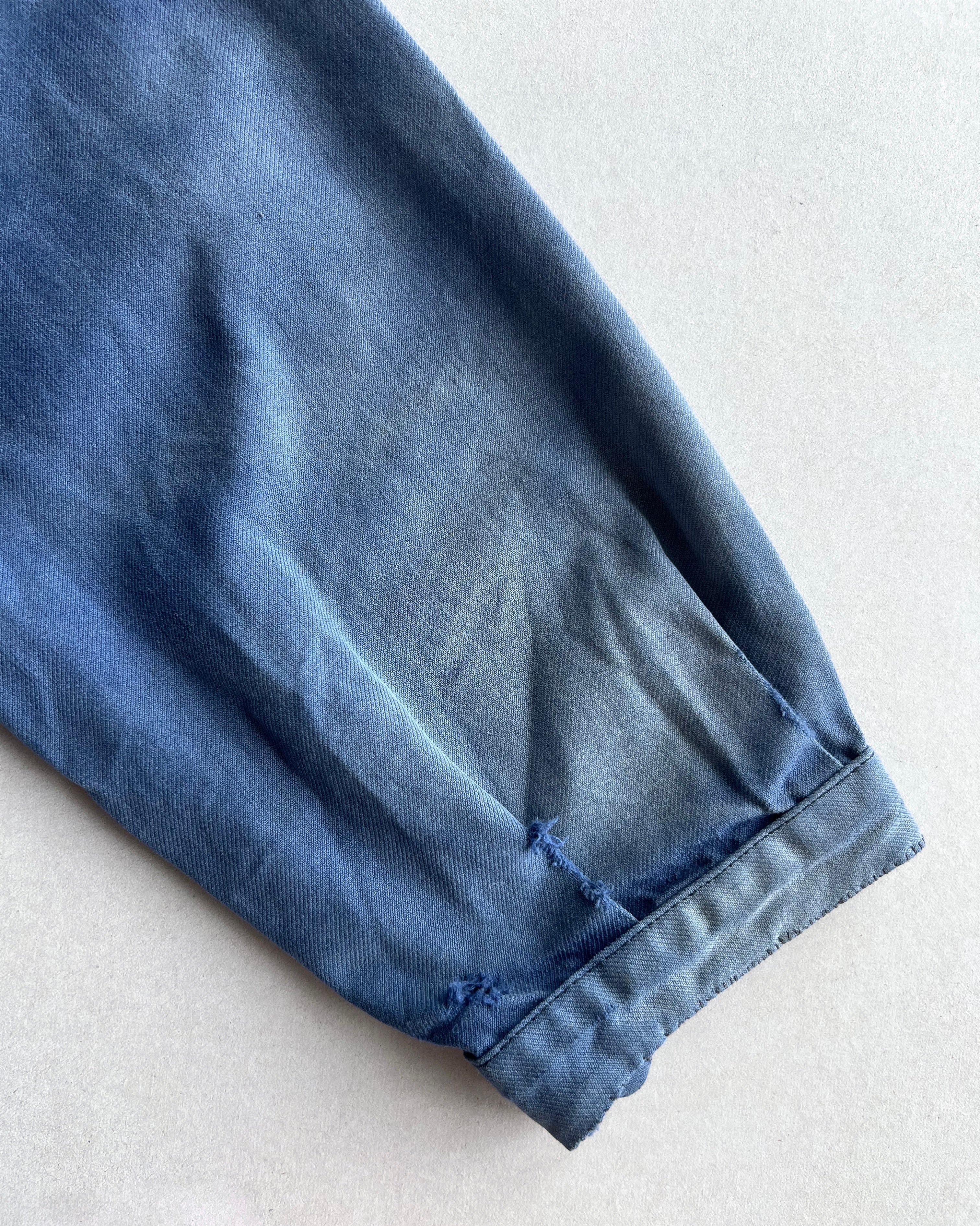 1950S FADED ROUND COLLAR FRENCH WORK CHORE JACKET (M)