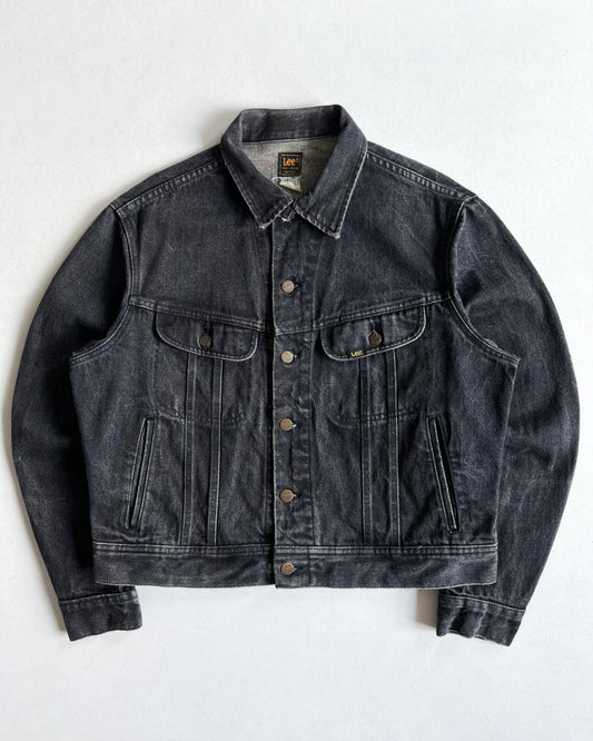 1970S FADED BLACK LEE DENIM RIDER JACKET (L)