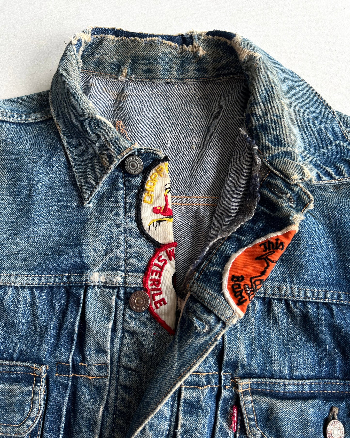 1950S FADED LEVI'S BIG E TYPE II DENIM JACKET (L)