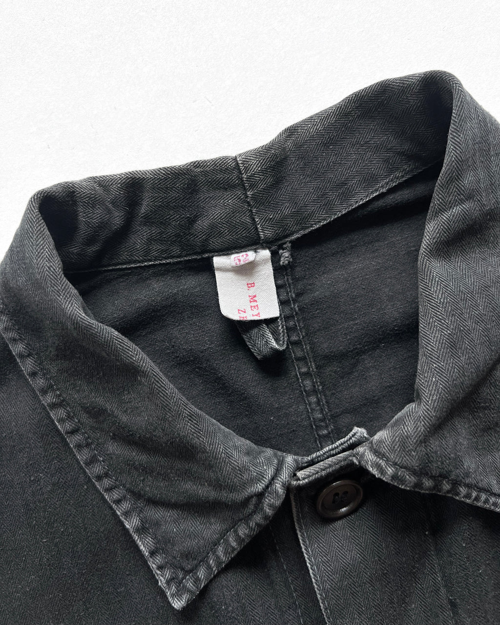 1960S FADED BLACK GERMAN HBT WORK JACKET (L)