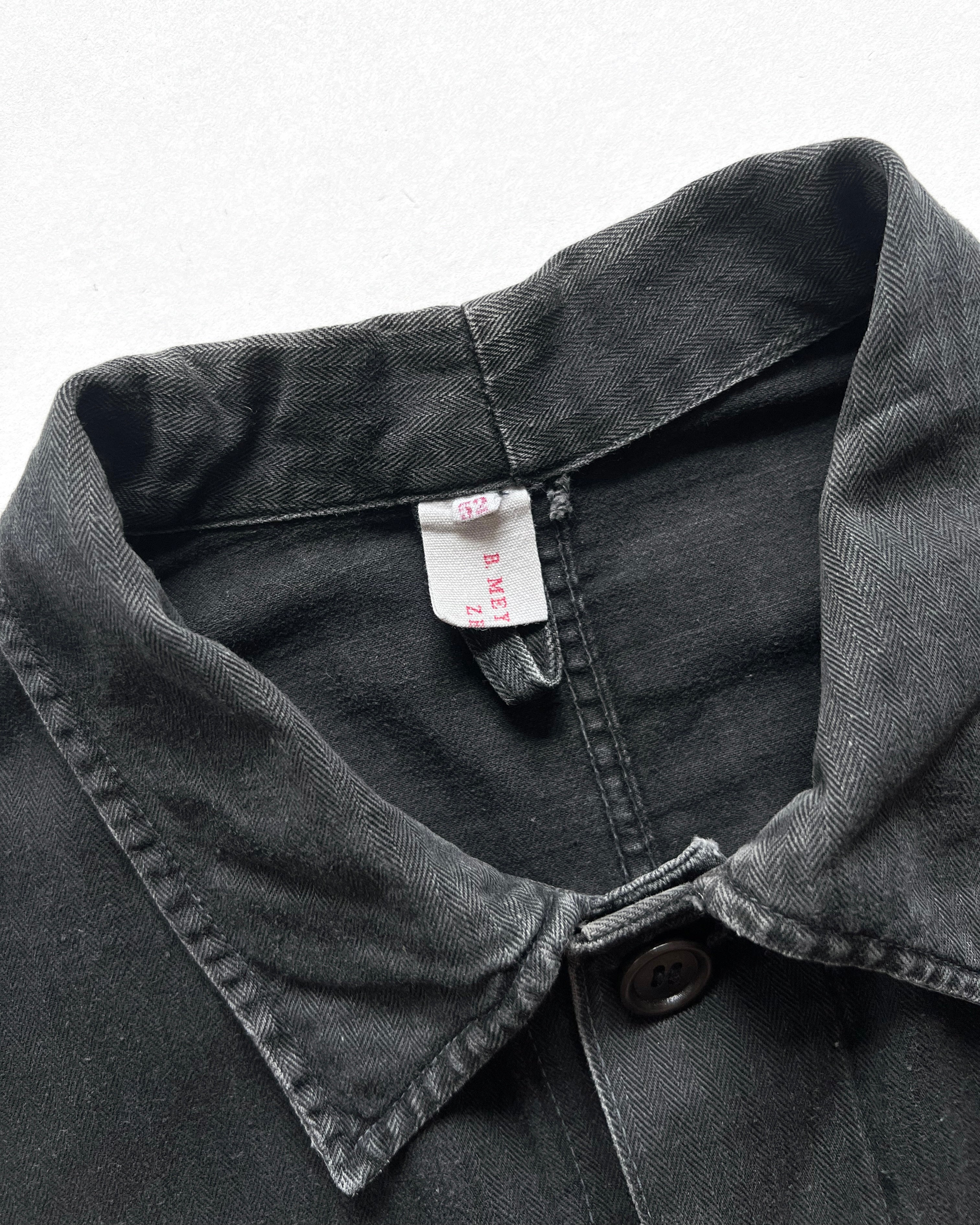 1960S FADED BLACK GERMAN HBT WORK JACKET (L)