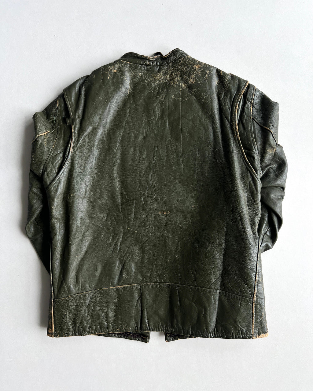 1970S DARK GREEN CAFE RACER LEATHER JACKET (M)