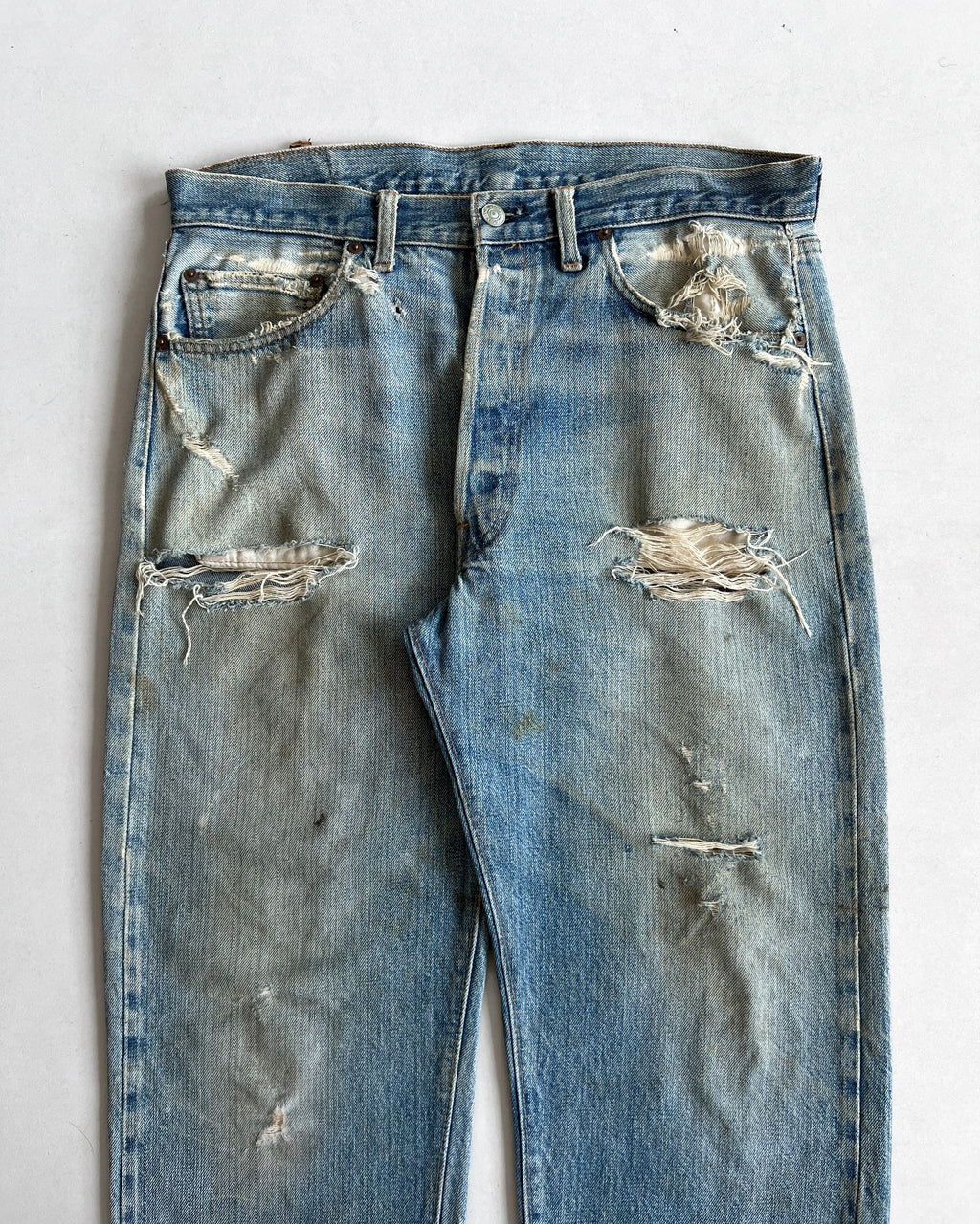 1970S LEVI'S 501 REDLINE SELVEDGE DISTRESSED JEANS (34)