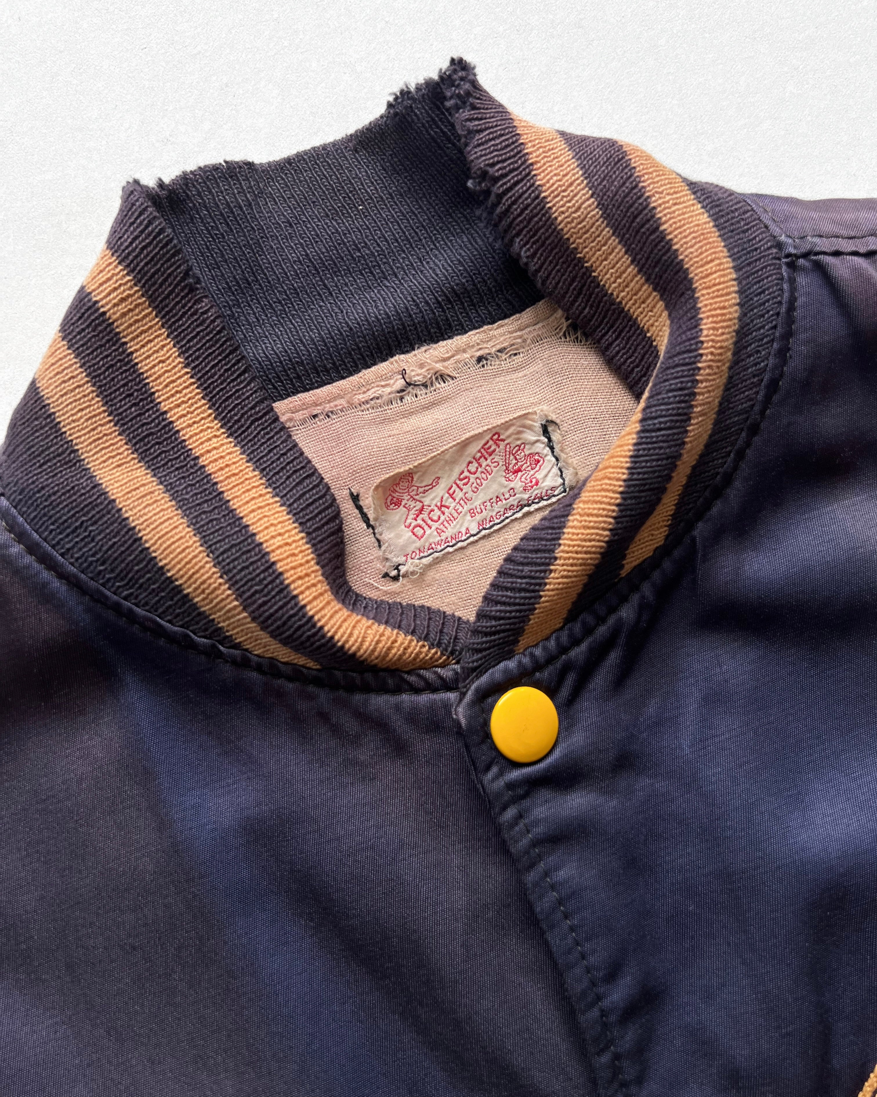 1950S FADED DICK FISCHER 'CANISUS HIGH SCHOOL' SATIN JACKET (L)