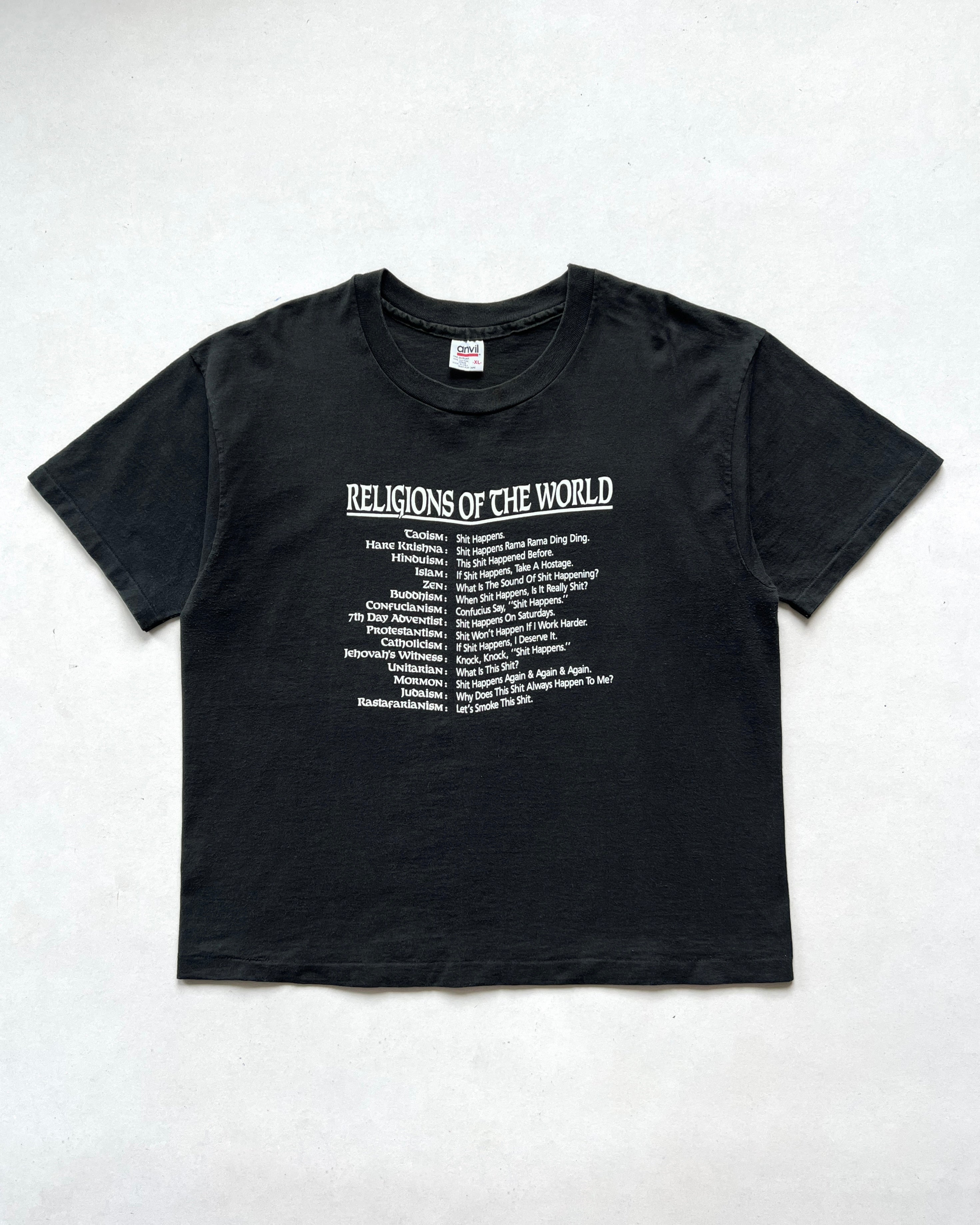 1990S 'RELIGION OF THE WORLD' SINGLE STITCH TEE (XL)