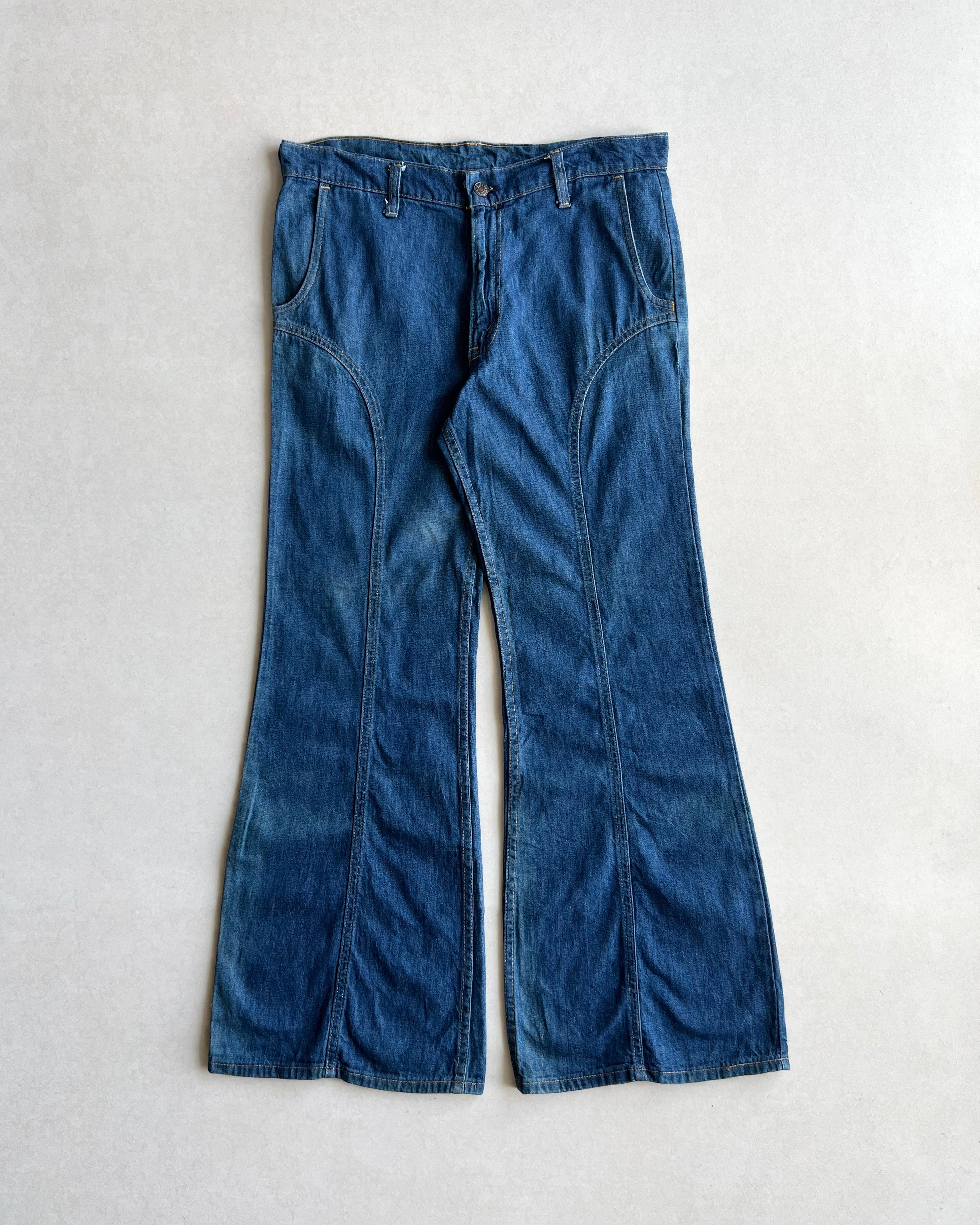 1970S ORANGE TAB LEVI'S BELL BOTTOM JEANS (34X31)