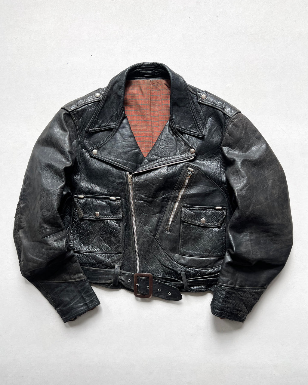 1950S 'D' POCKET MOTORCYCLE LEATEHR JACKET (L)