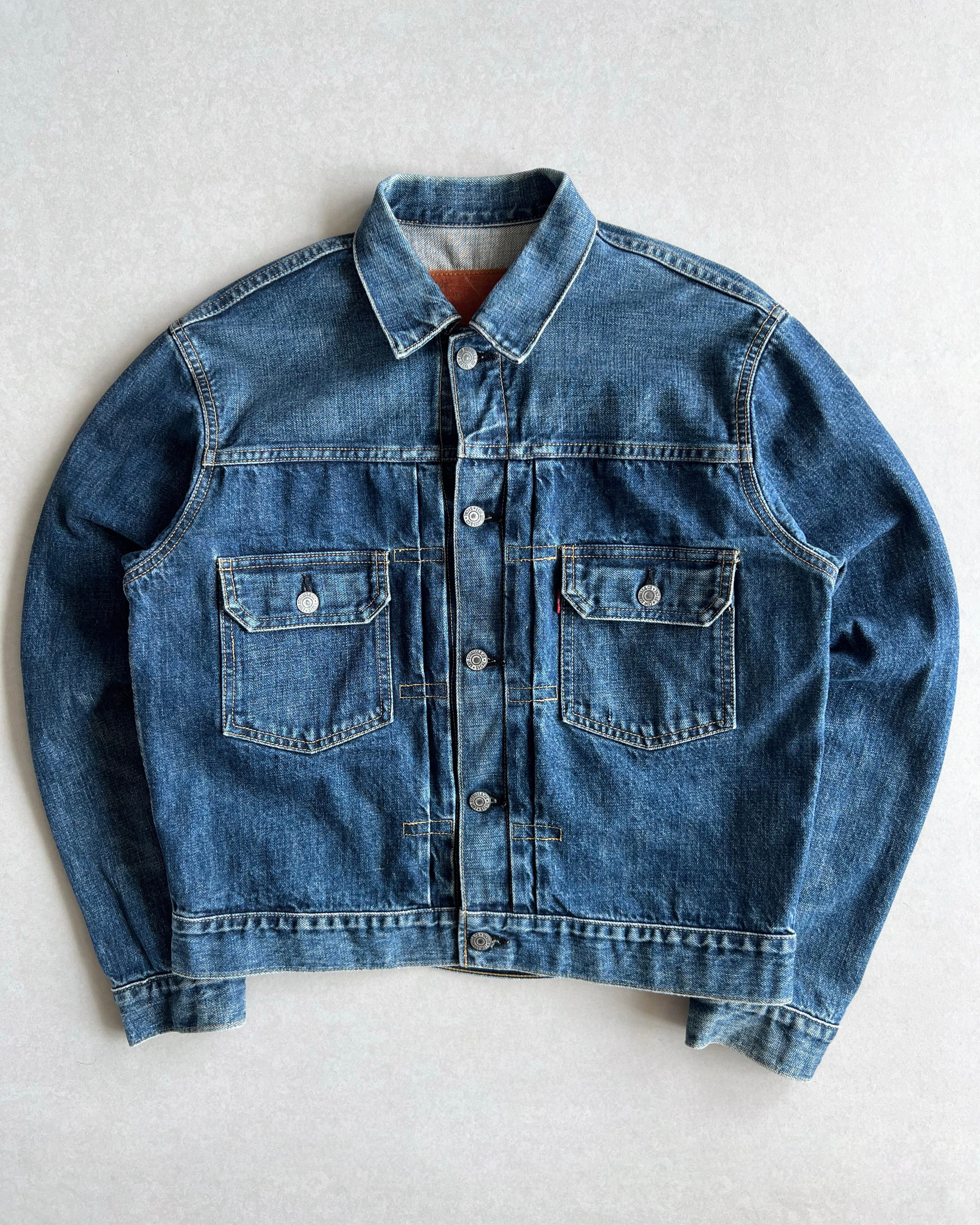 1990S FADED WASHED BIG E LEVI'S TYPE II SELVEDGE DENIM JACKET (S-L)