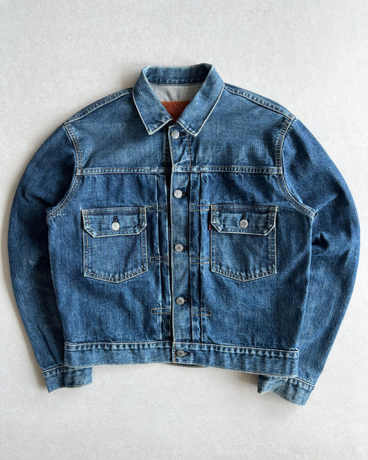 1990S FADED WASHED BIG E LEVI'S TYPE II SELVEDGE DENIM JACKET (S-L)