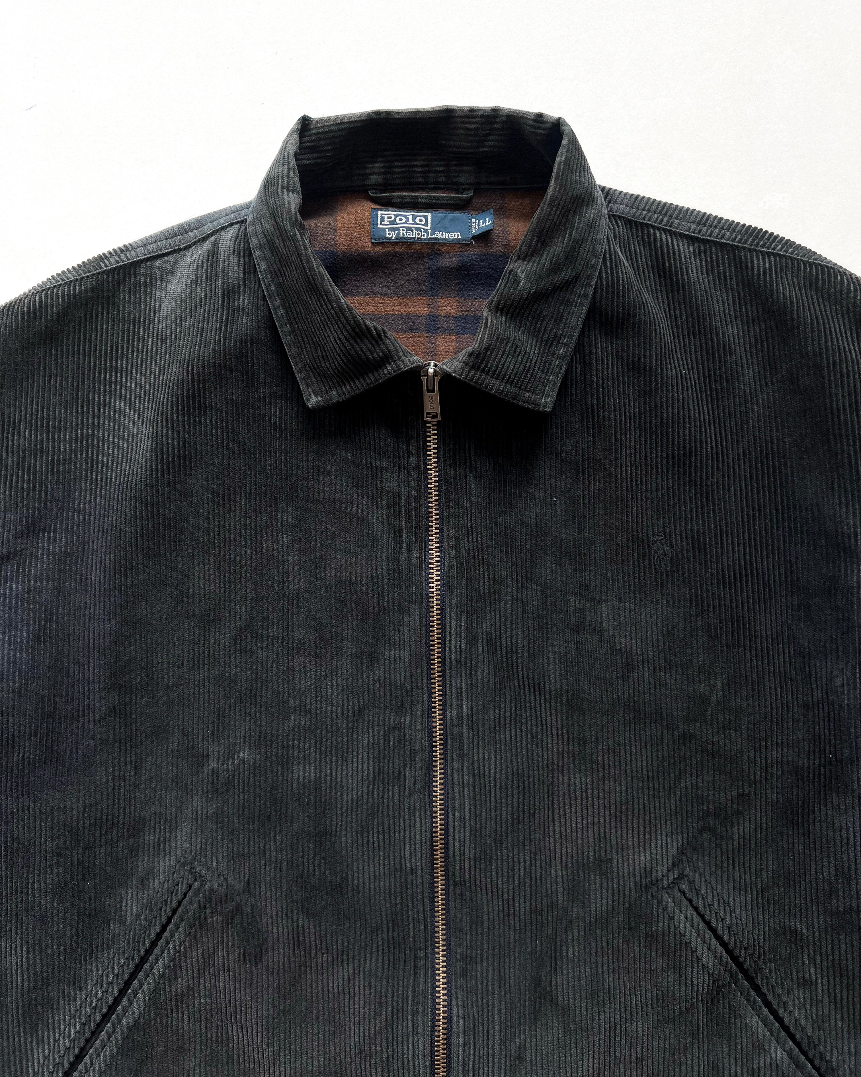 1990S BLACK RALPH LAUREN CORDUROY HARRINGTON JACKET (L)