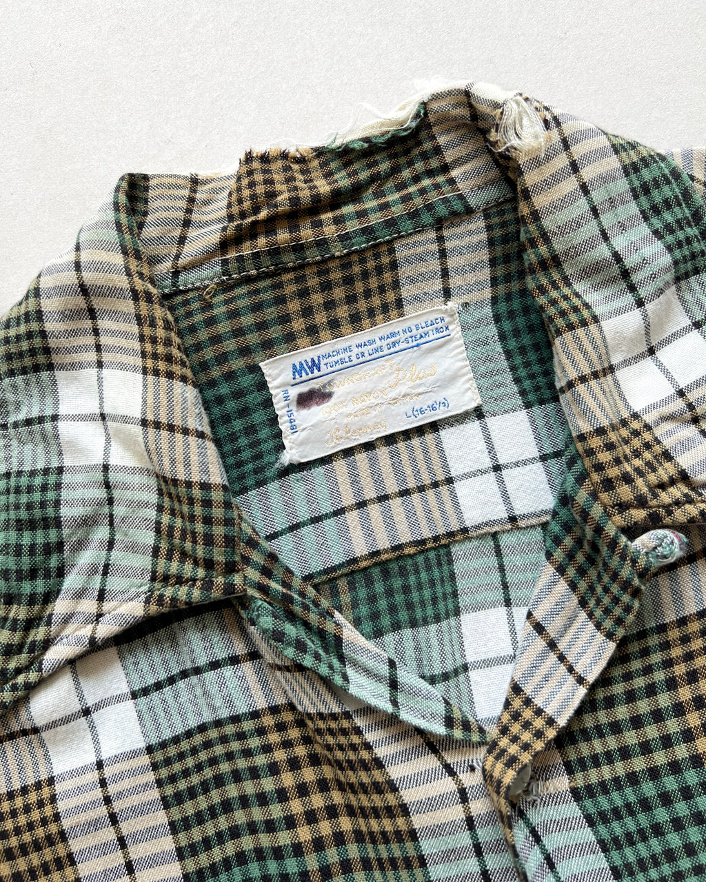 1960S TOWNCRAFT JC PENNEY RAYON LOOP COLLAR FLANNEL (L)