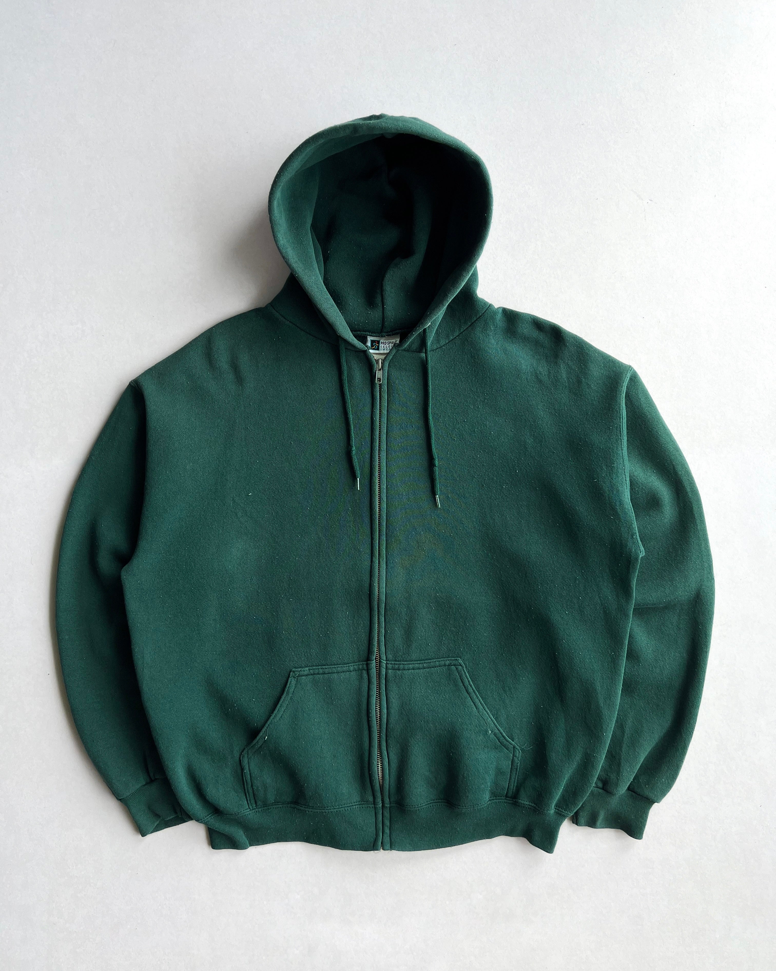1990S EMERALD GREEN ZIP-UP HOODIE (L)