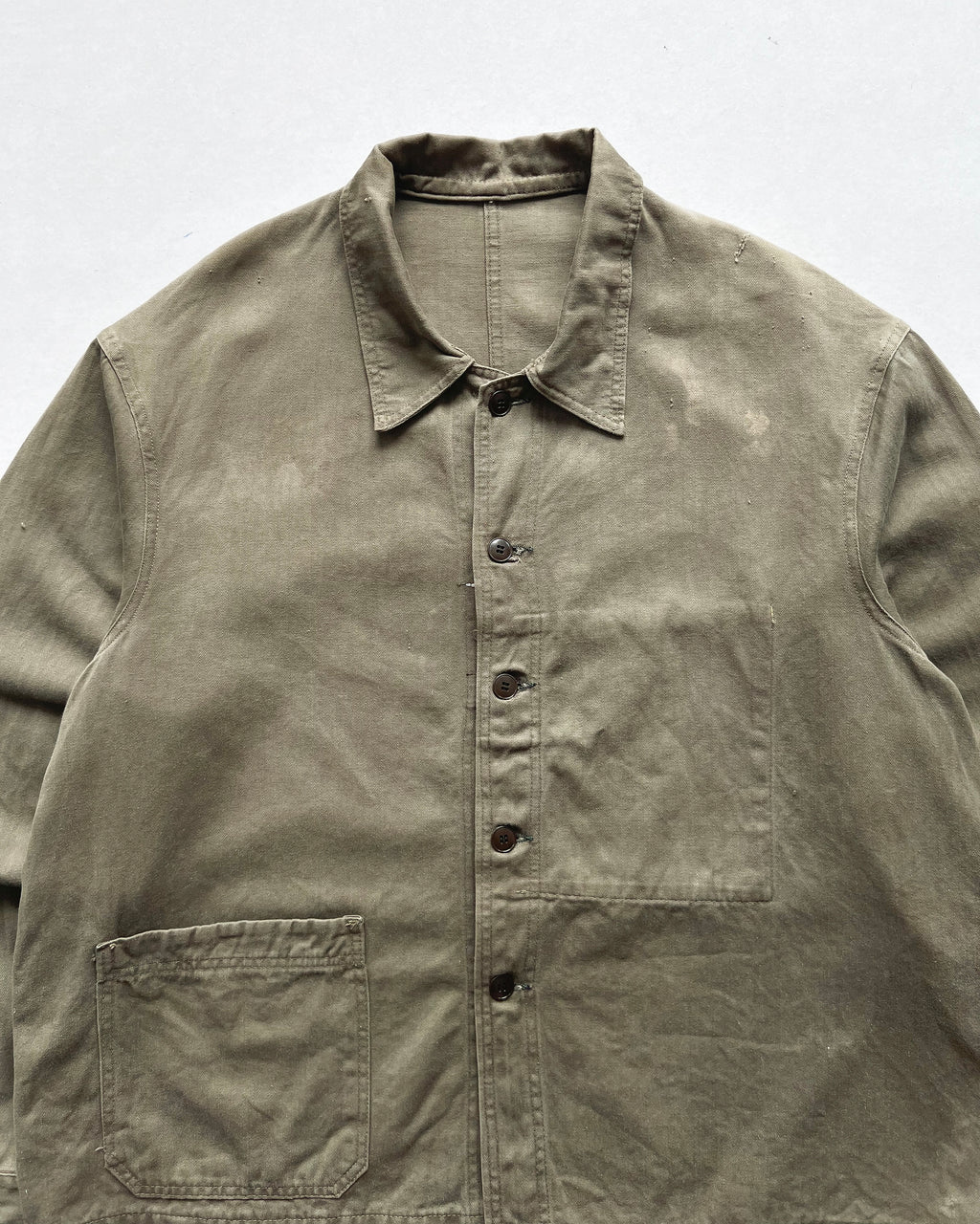 1970S FRENCH HBT WORK CHORE JACKET (XL)