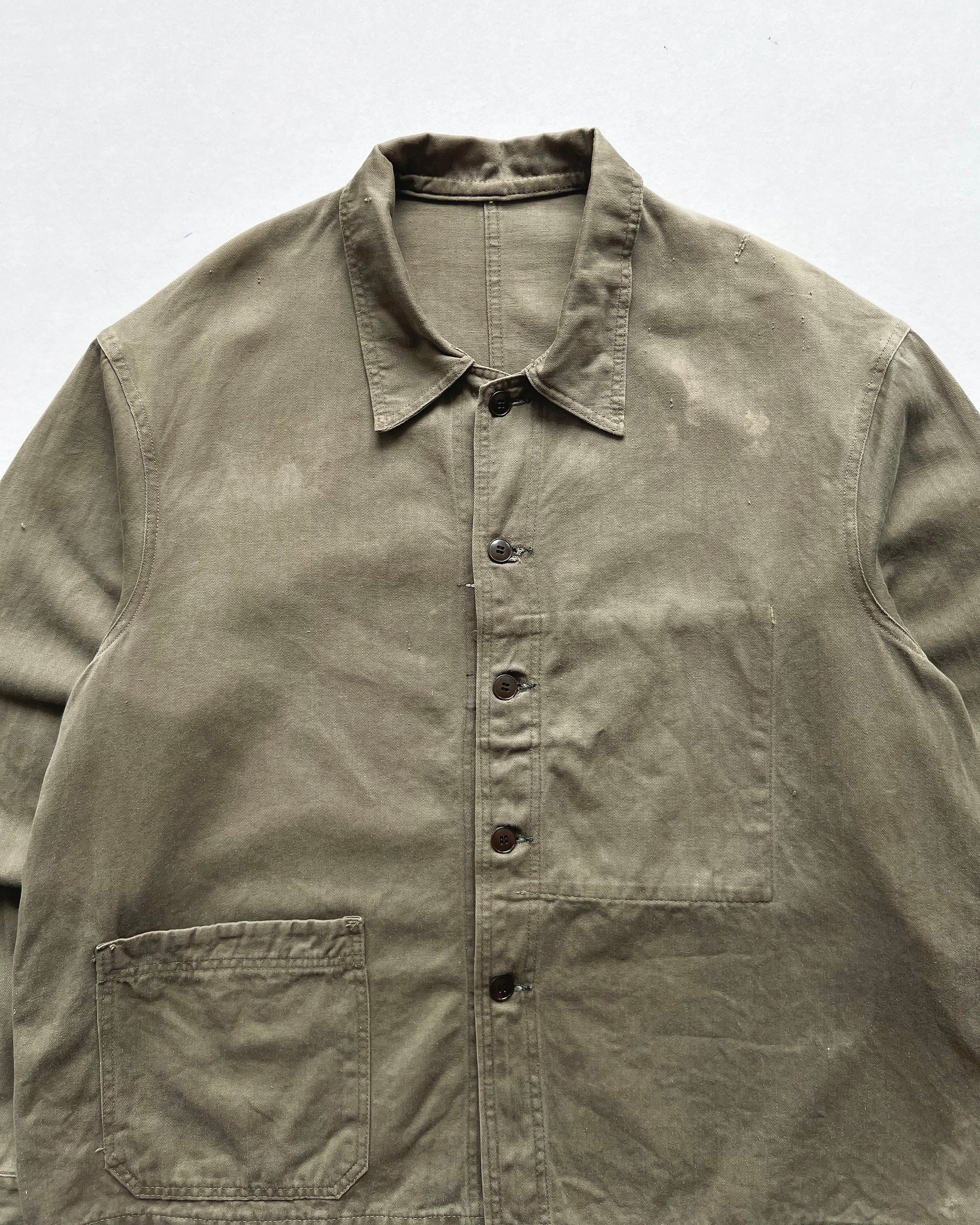 1970S FRENCH HBT WORK CHORE JACKET (XL)