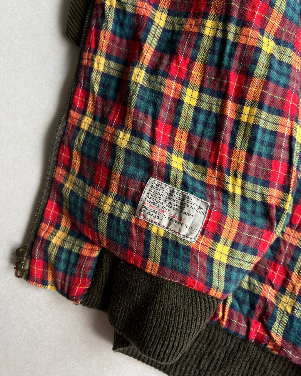 1980S OLIVE LACOSTE CORDUROY HARRINGTON JACKET (M)