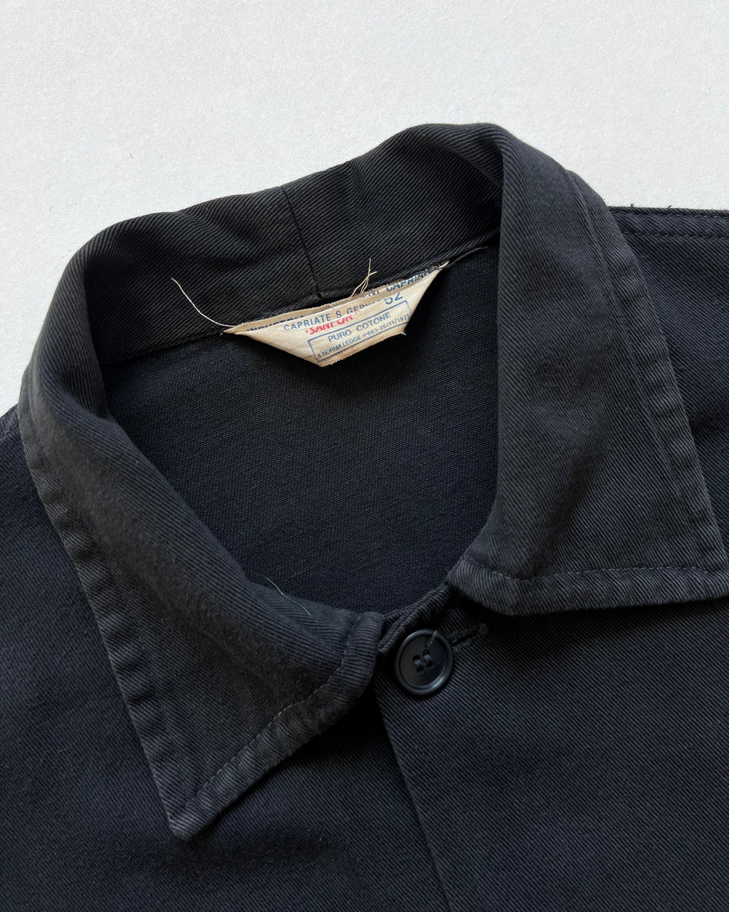 1970S FADED BLACK FRENCH WORK JACKET (L)