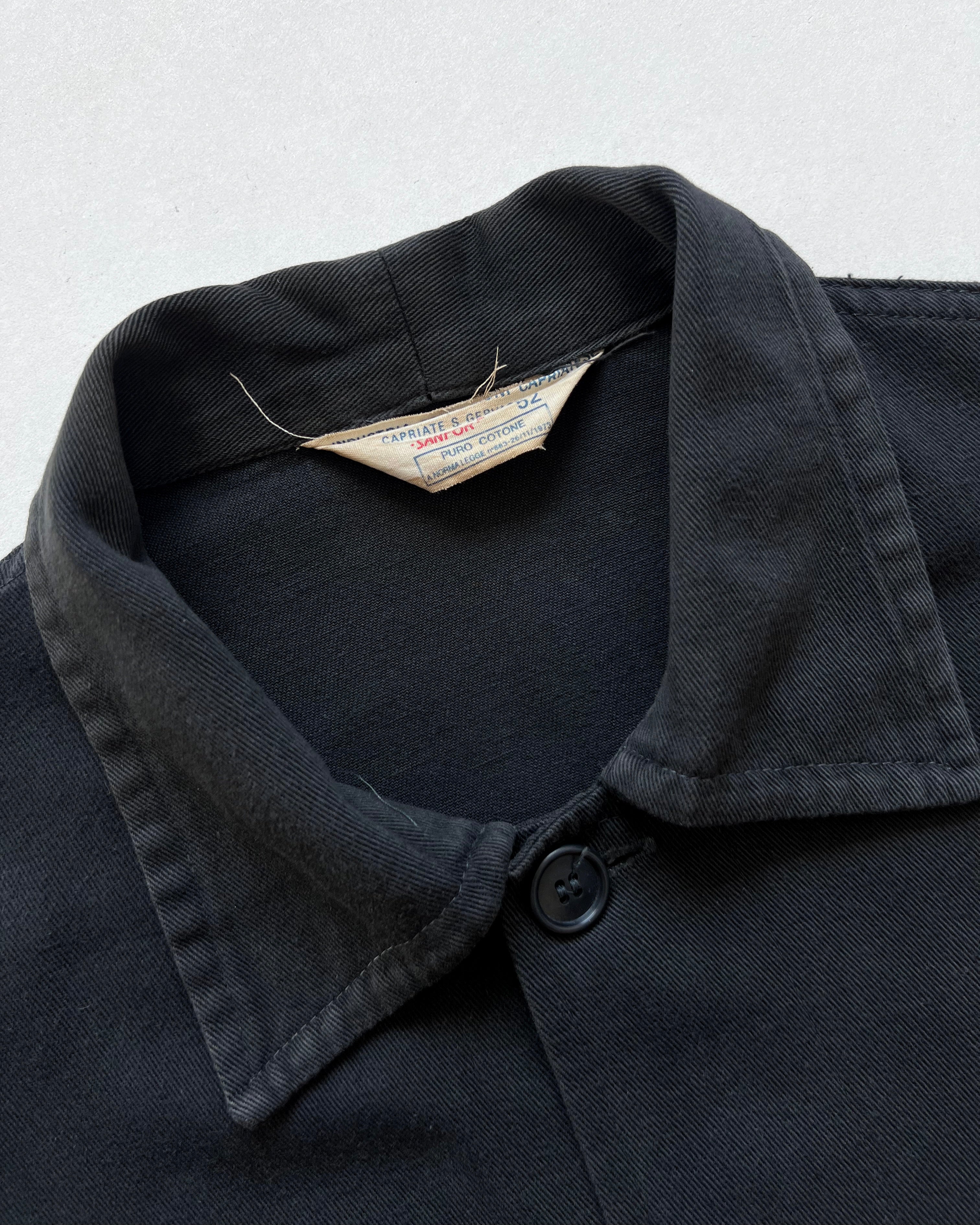 1970S FADED BLACK FRENCH WORK JACKET (L)