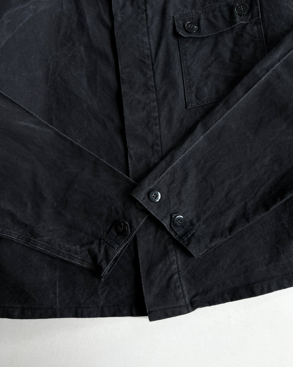 1960S FADED BLACK GERMAN ARMY SHIRT JACKET (L)