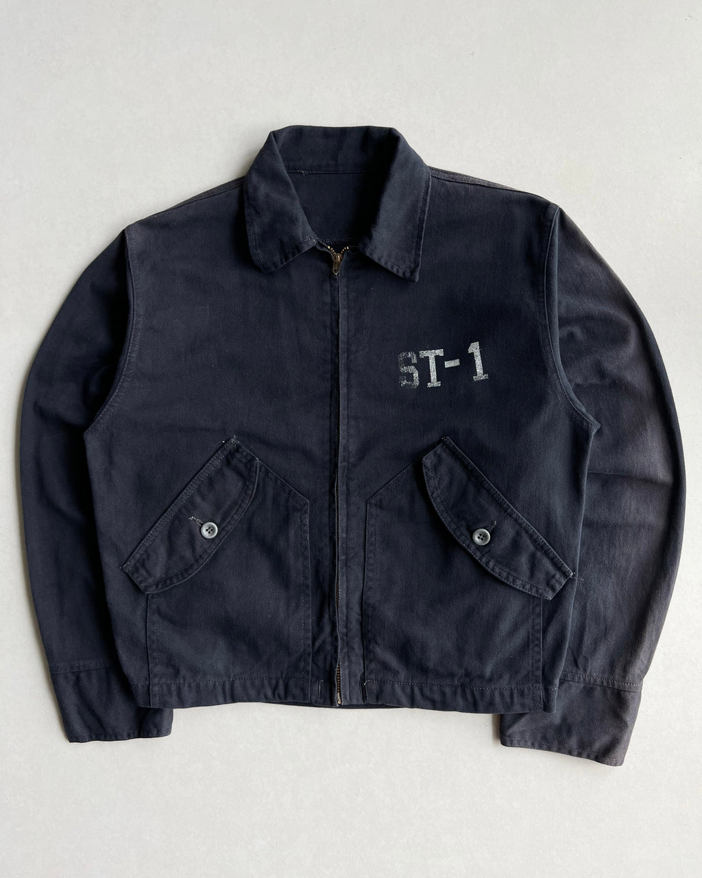 1970S FADED 'ST-1' STENCILED WORK JACKET (M/L)
