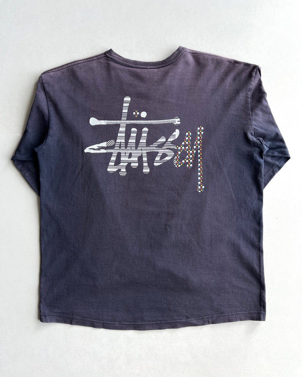 2000S SUN FADED STUSSY LOGO LONGSLEEVES TEE (L)
