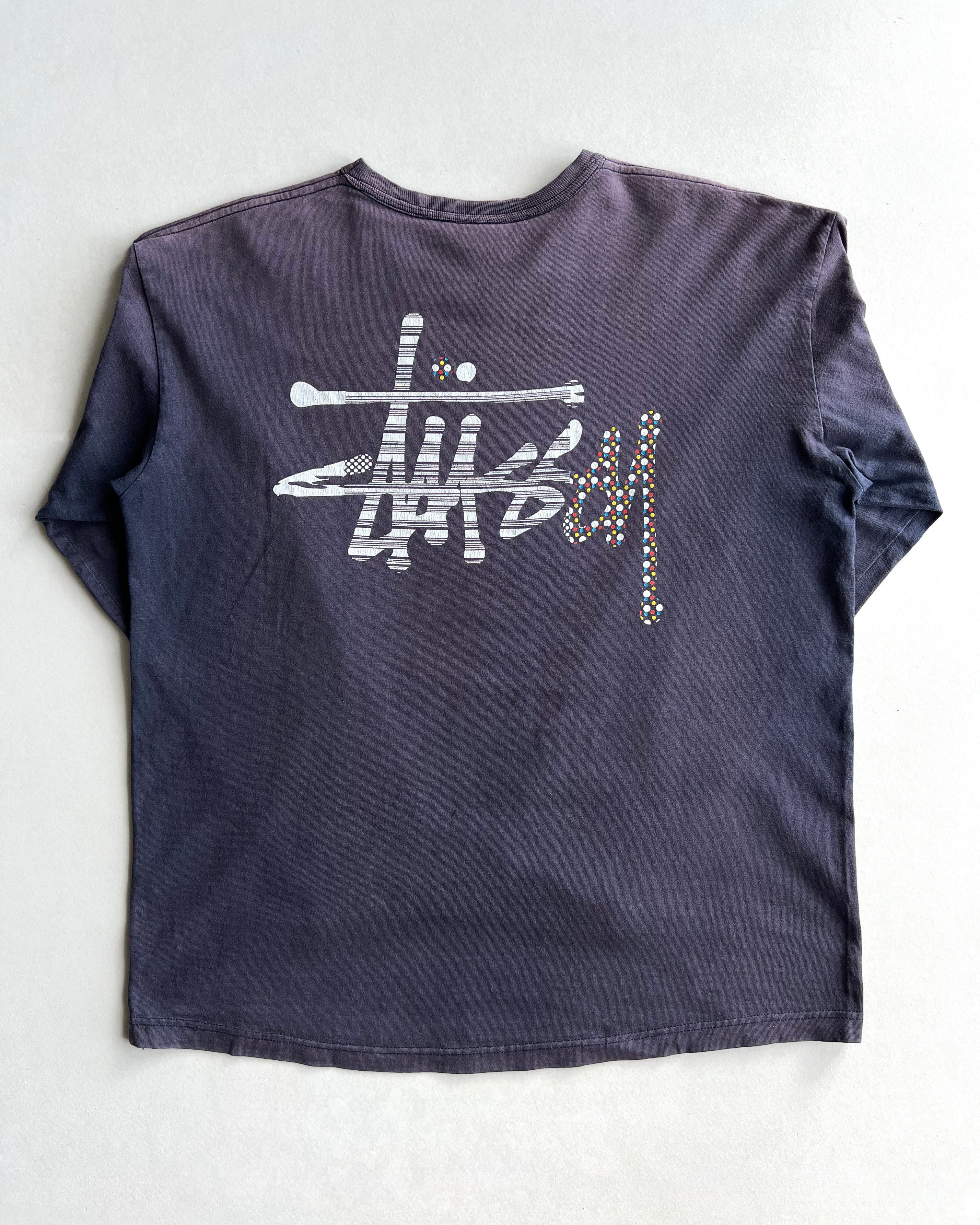 2000S SUN FADED STUSSY LOGO LONGSLEEVES TEE (L)