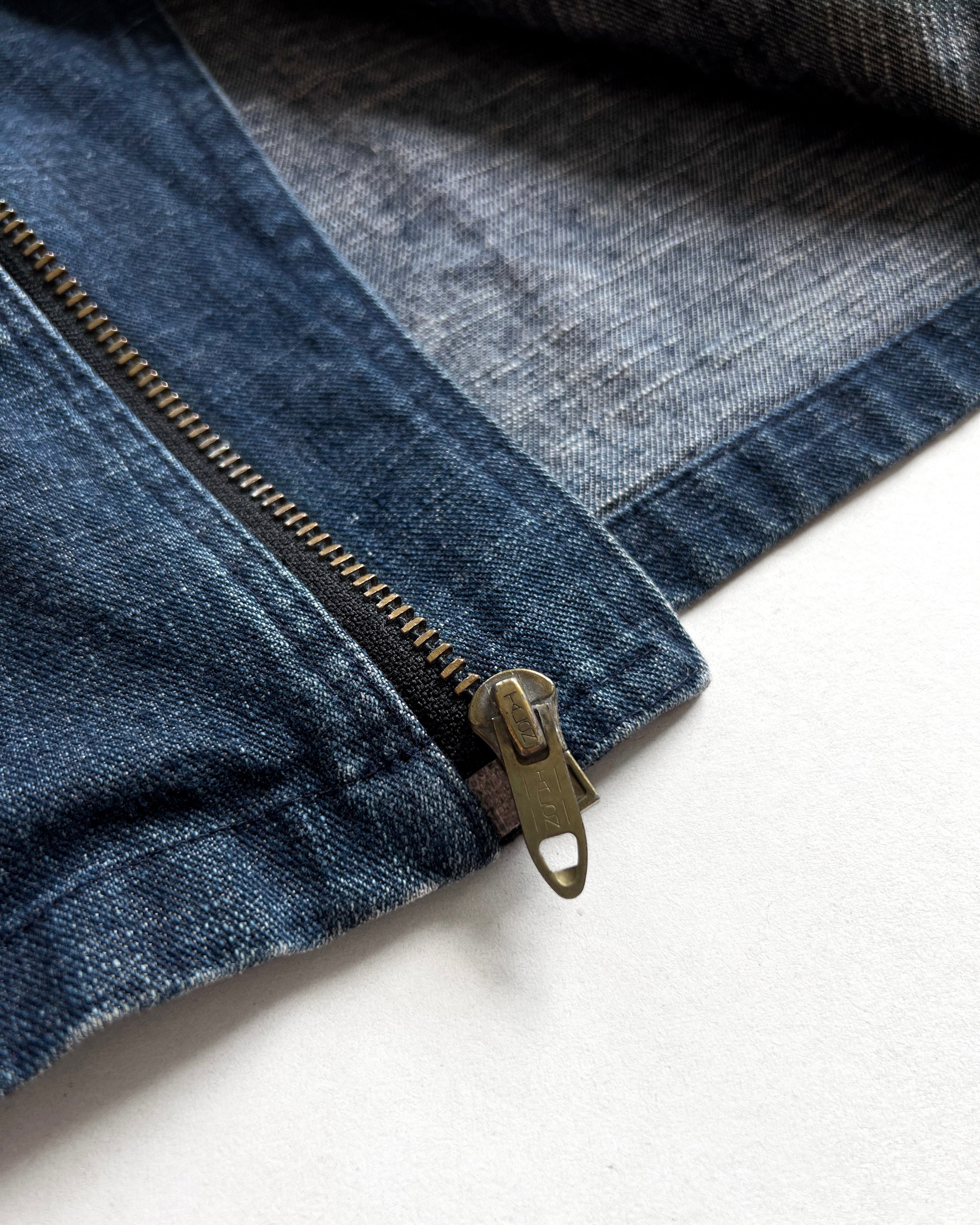 1980S JAPANESE 'D' POCKET BIKER DENIM JACKET (M)