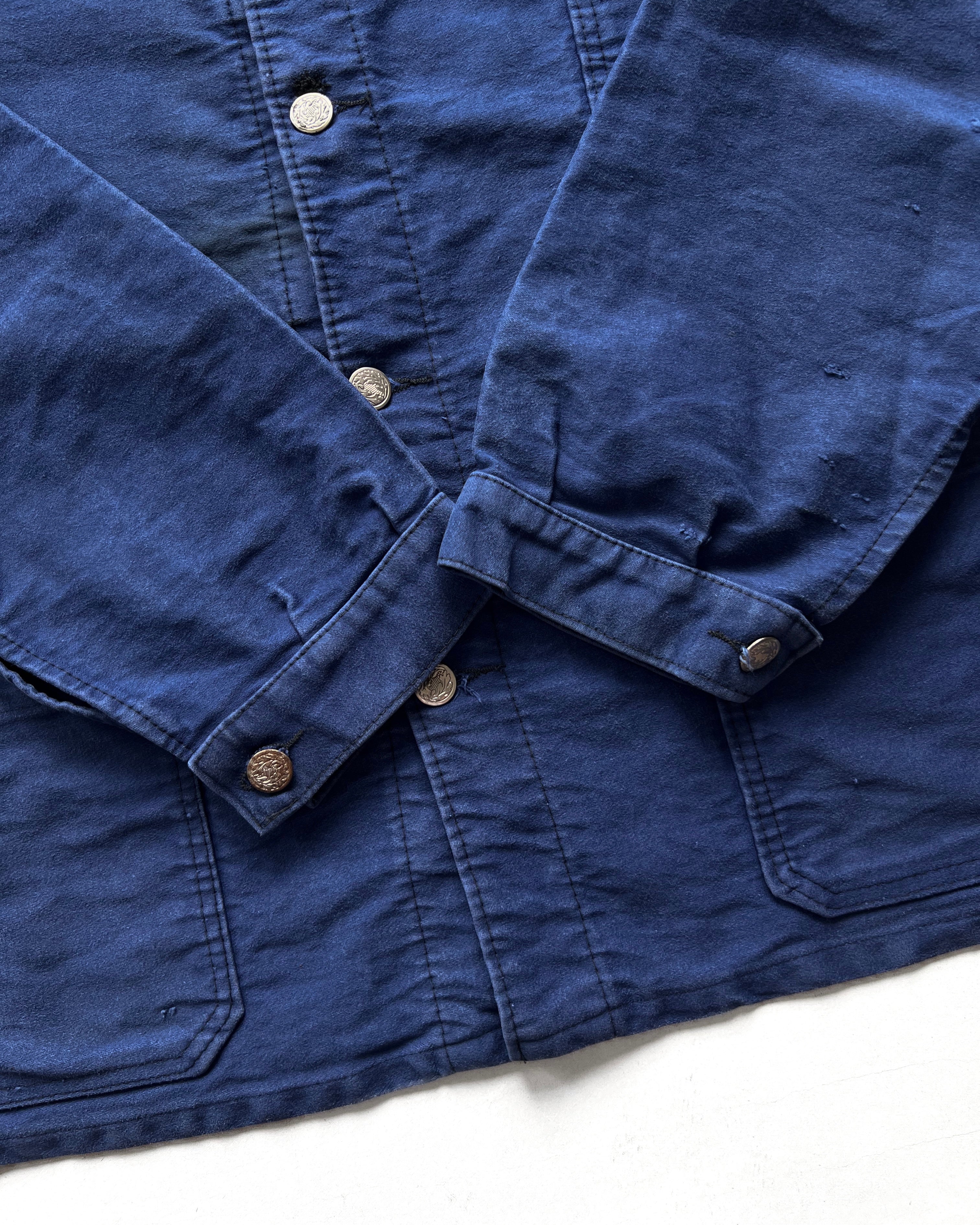 1960S FRENCH INDIGO MOLESKIN WORK JACKET (XL)