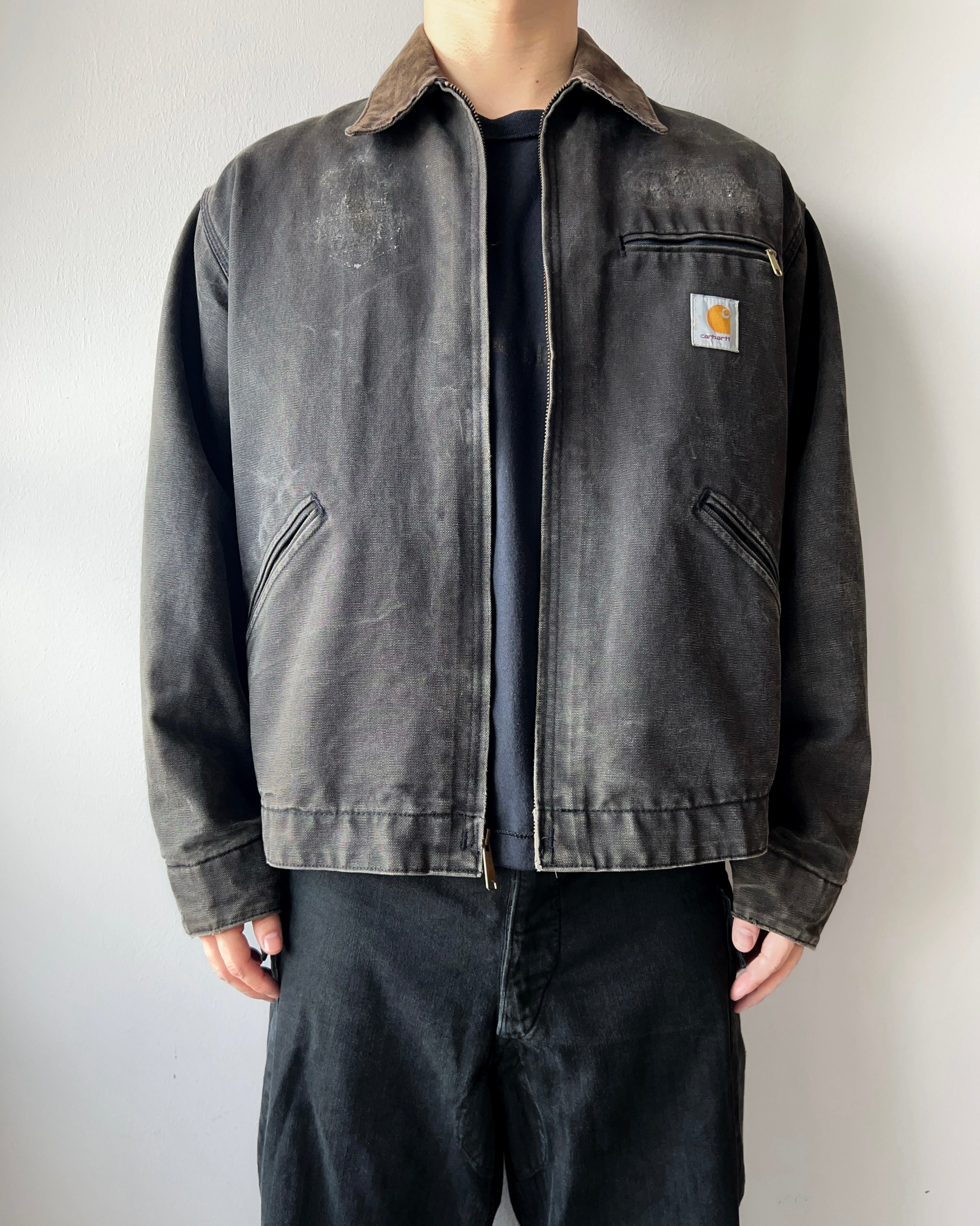 2000S FADED BLACK CARHARTT DETROIT WORK JACKET (L)