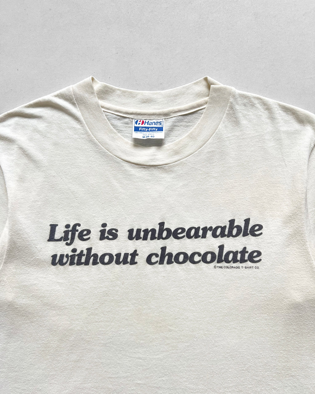 1980S 'LIFE IS UNBEARABLE WITHOUT CHOCOALTE' TEE (M)