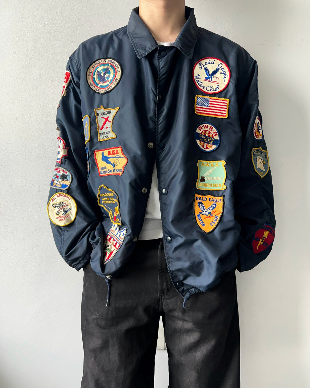 1950S BUTWIN SKI CLUB PATCHES NYLON JACKET (XL)