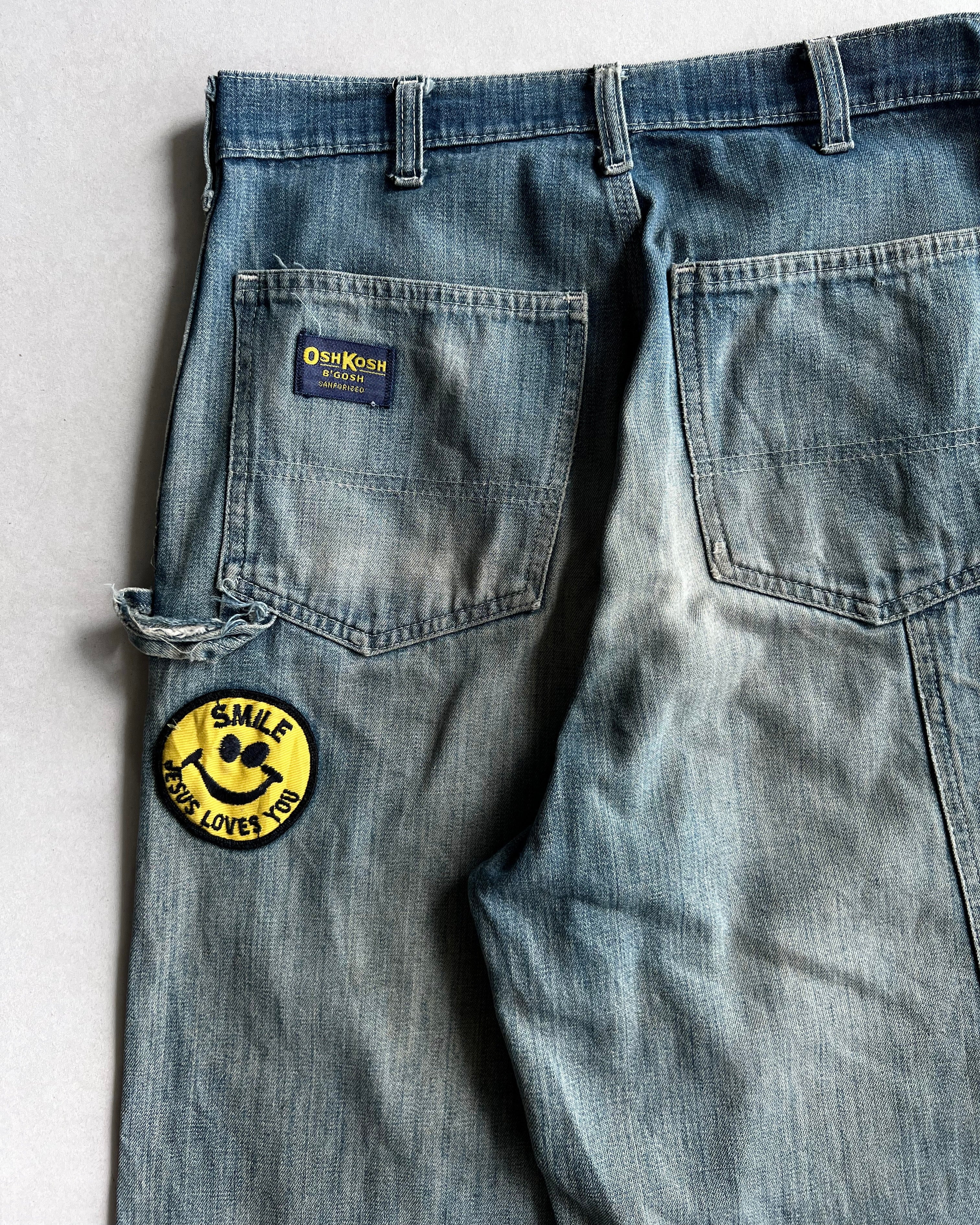 1970S REPAIRED OSHKOSH CARPENTER WORK TROUSERS (28-29)