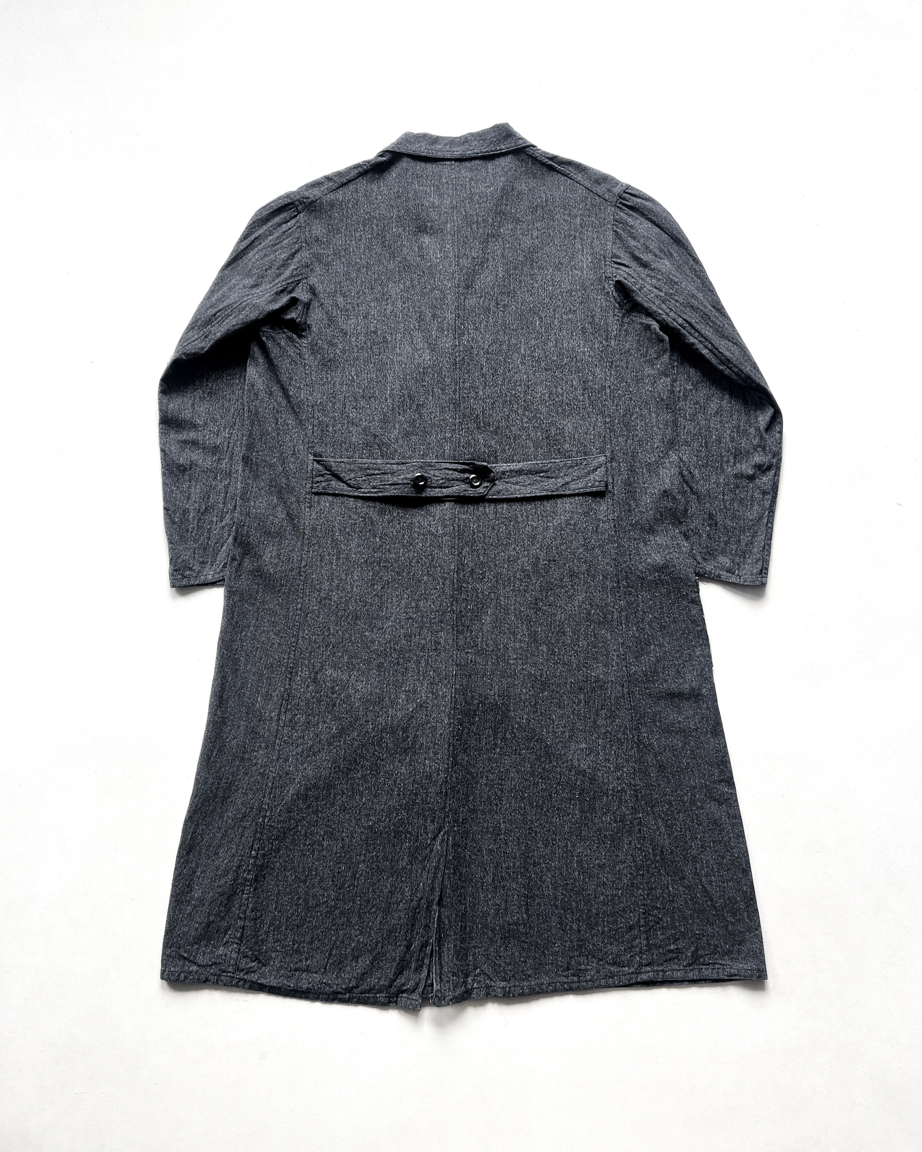 1940S FRENCH SALT & PEPPER CHAMBRAY ATELIER COAT (L)