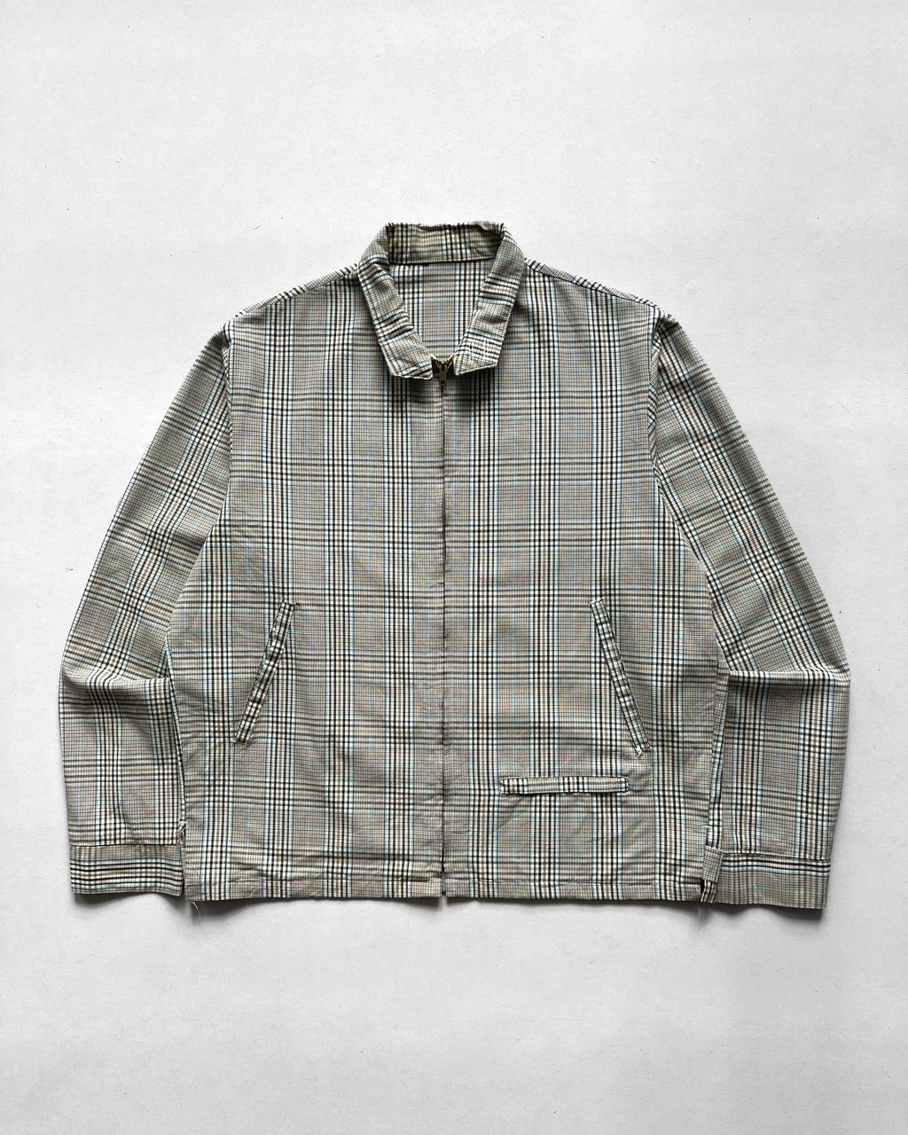 1960S KORATRON CHECKERED HARRINGTON JACKET (L)