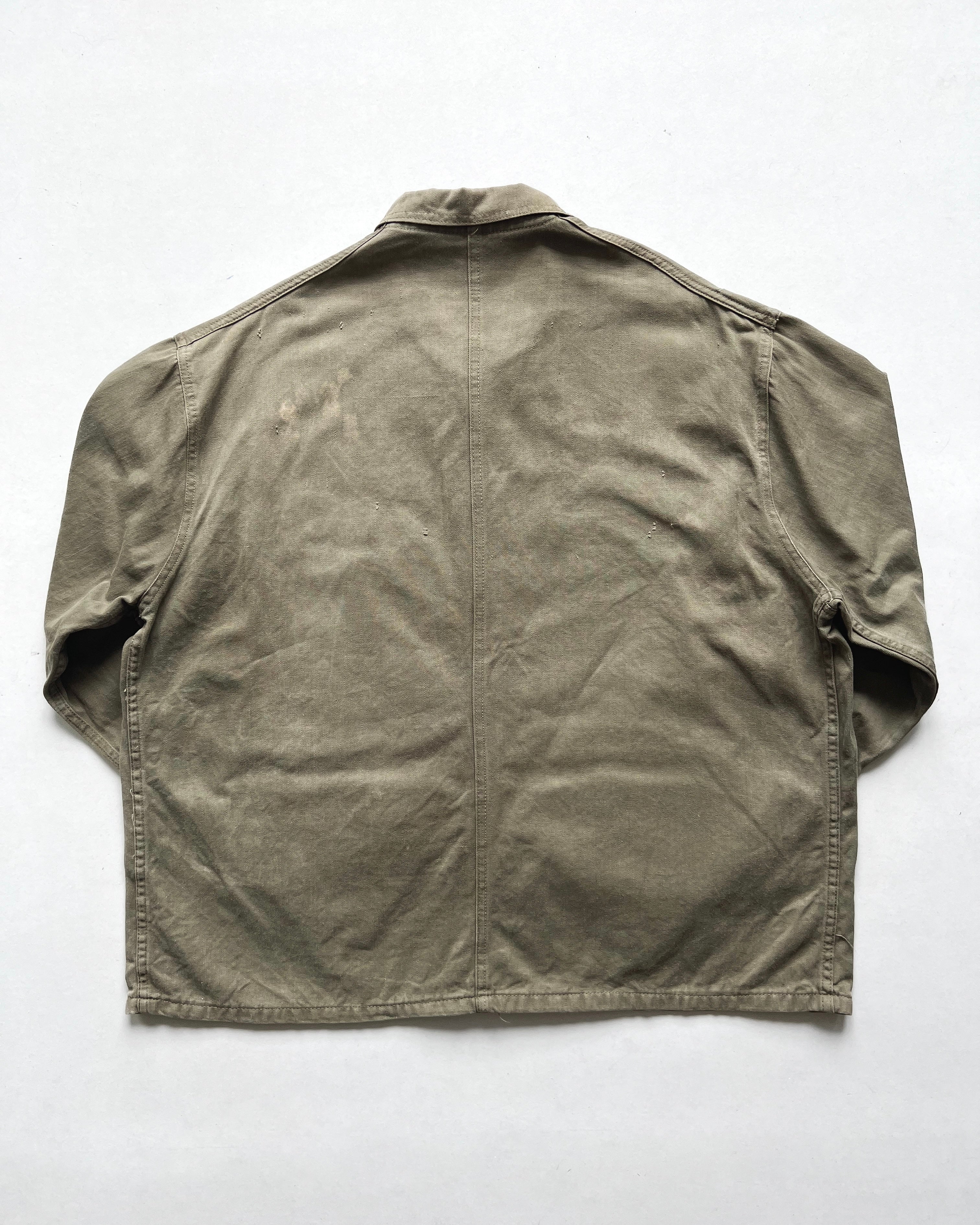 1970S FRENCH HBT WORK CHORE JACKET (XL)