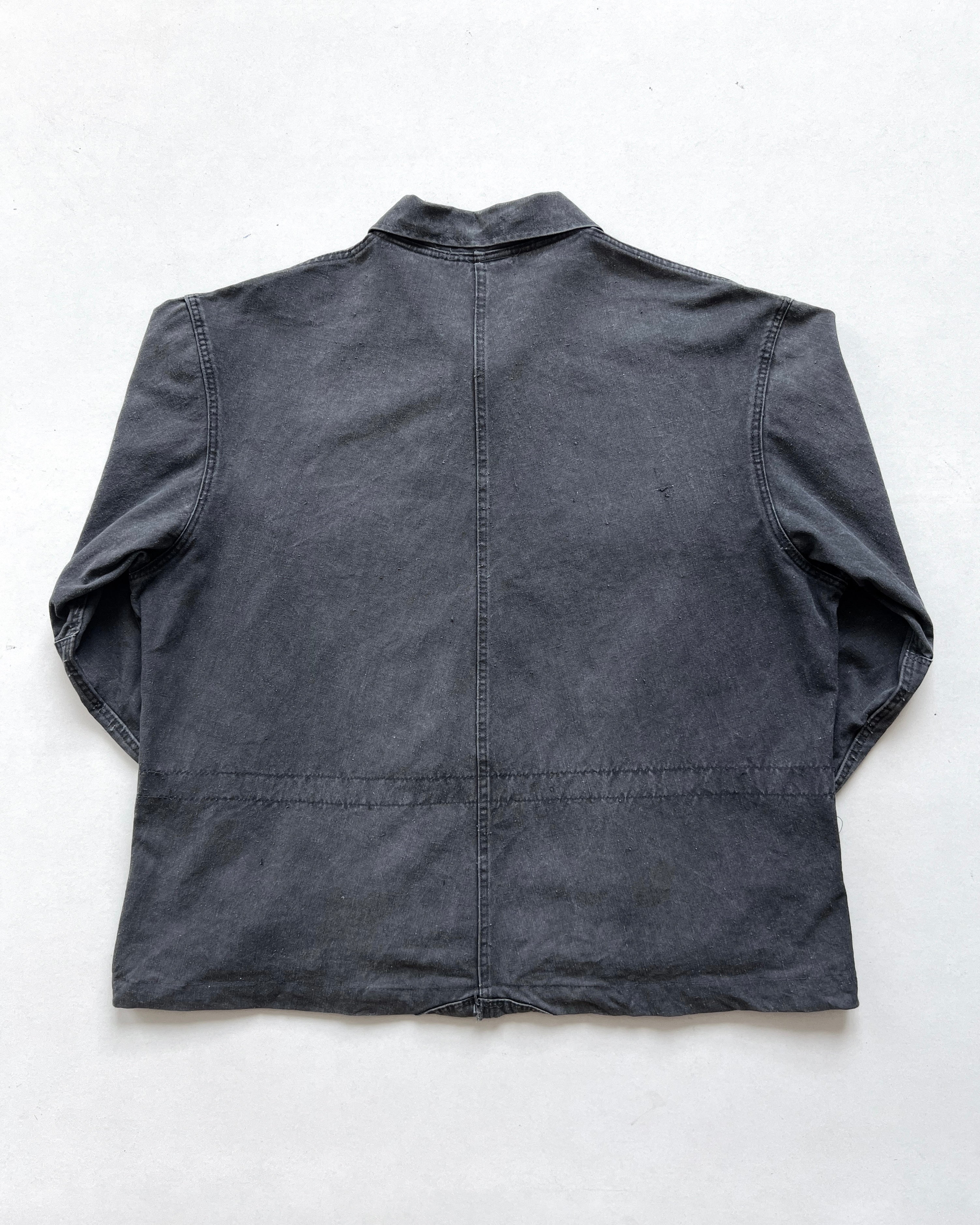 1960S FADED BLACK GERMAN CUSTOM MILITARY JACKET (L)