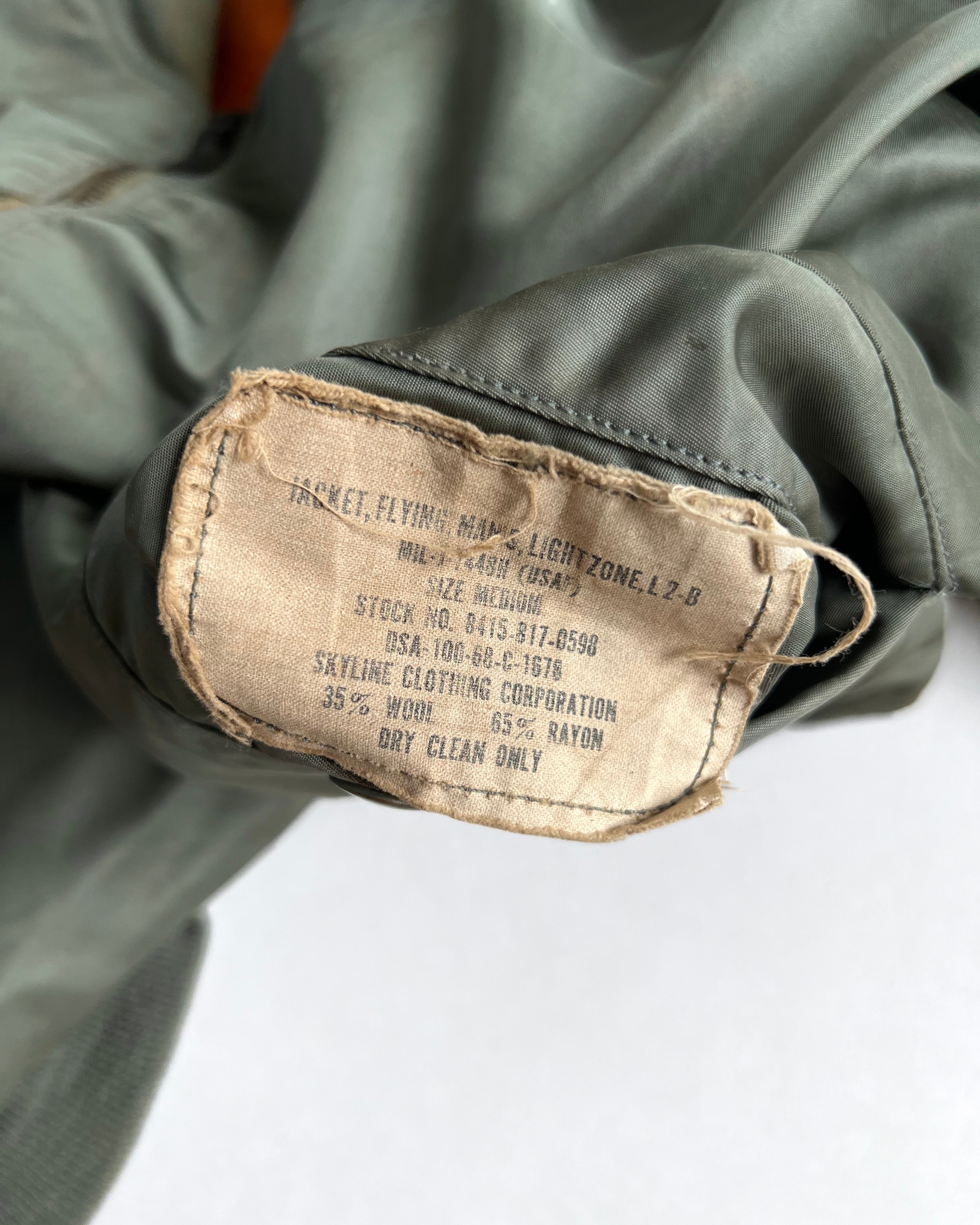 1960S USAF L2-B RAYON FLIGHT BOMBER JACKET (M)