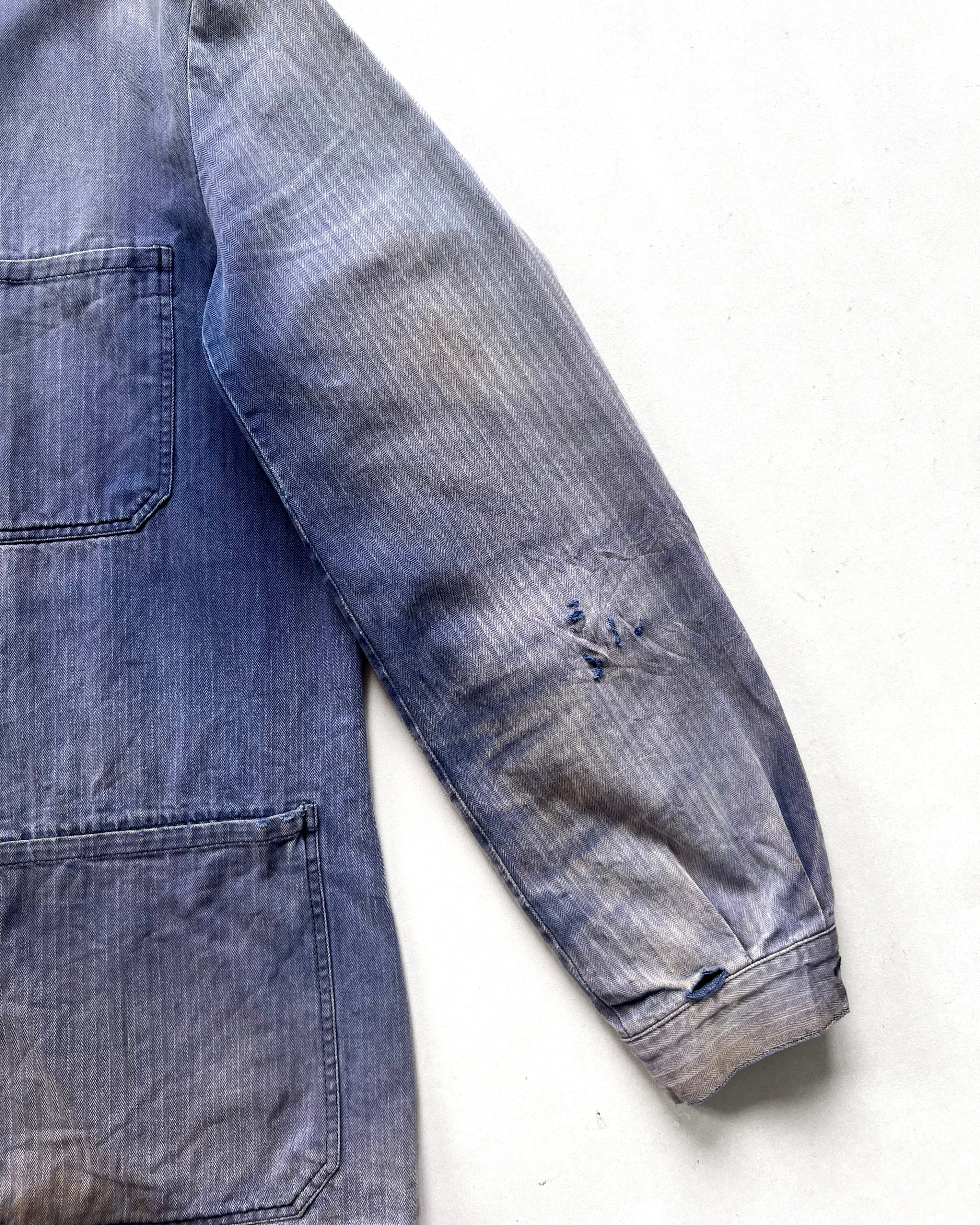 1980S SUN FADED GERMAN HBT WORK JACKET (XL)