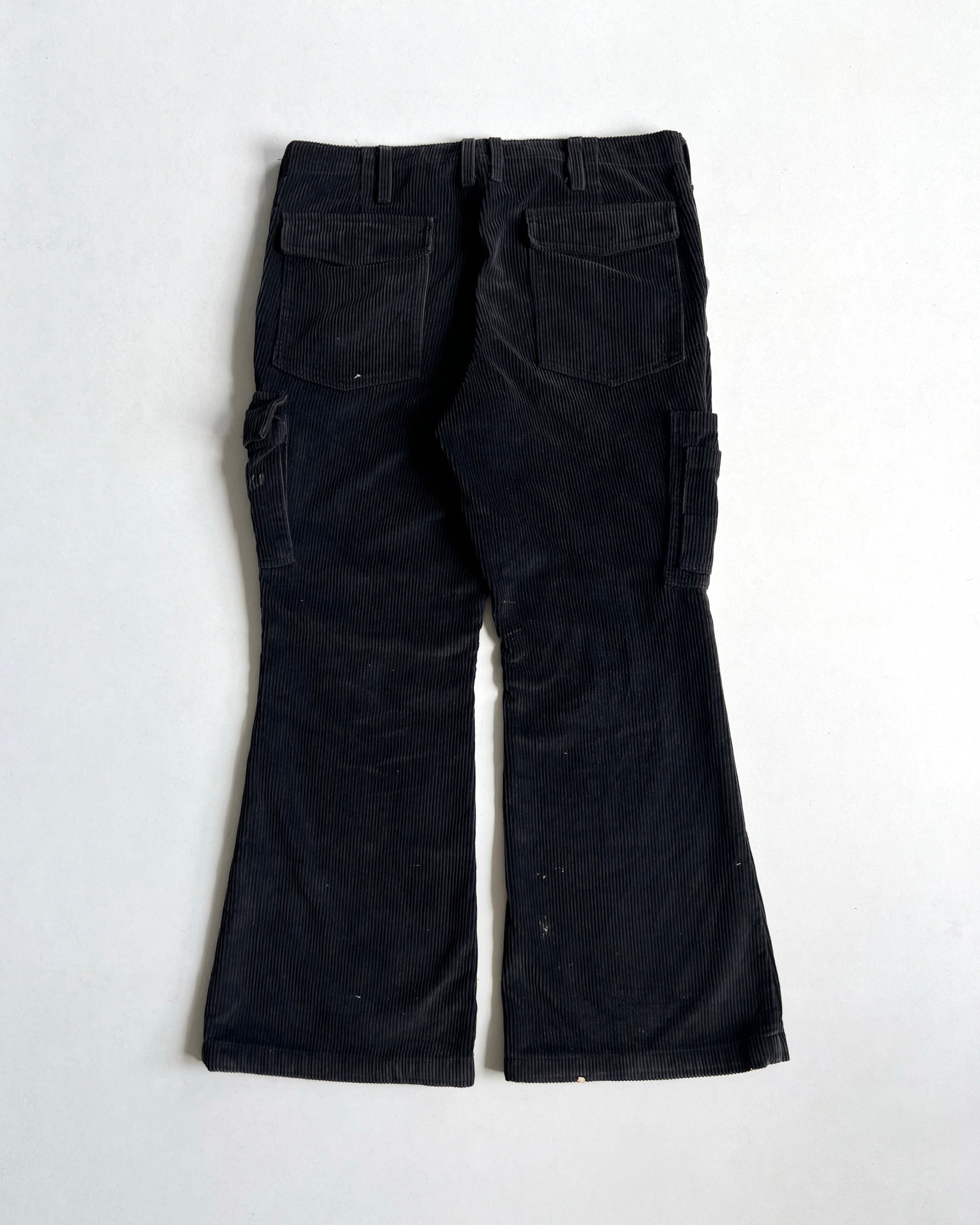 1990S BLACK CORDUROY GERMAN BOOTCUT WORK PANTS (36)