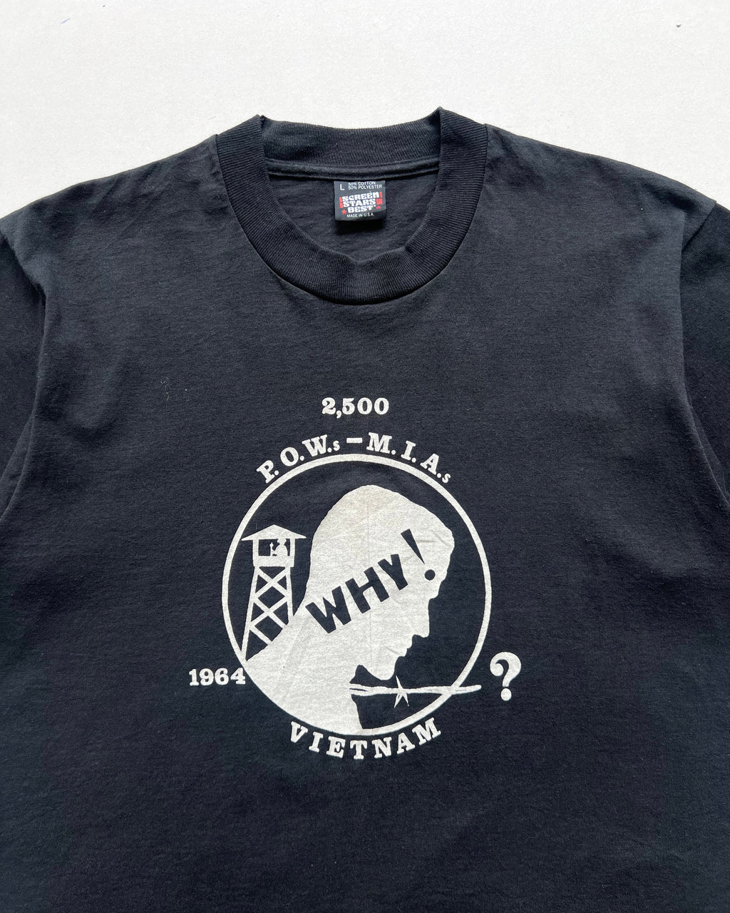 1990S 'POW MIA VIETNAM WAR' SINGLE STITCH TEE (L)