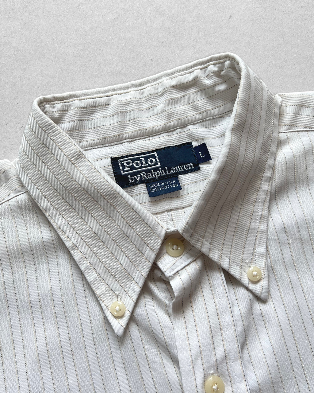1990S RALPH LAUREN STRIPES SHORT-SLEEVES SHIRT (L)