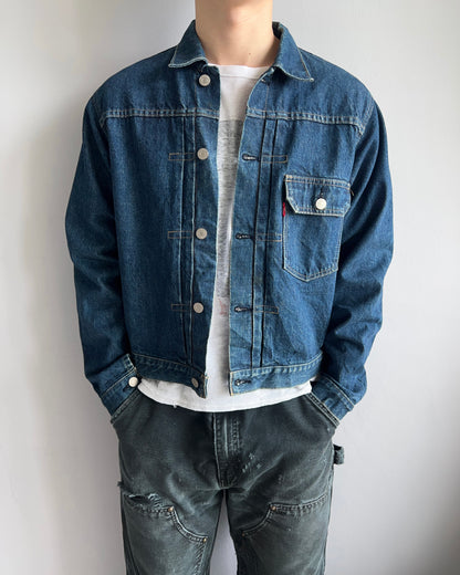 1990S DARK WASHED BIG E LEVI'S TYPE I SELVEDGE DENIM JACKET (S-L)
