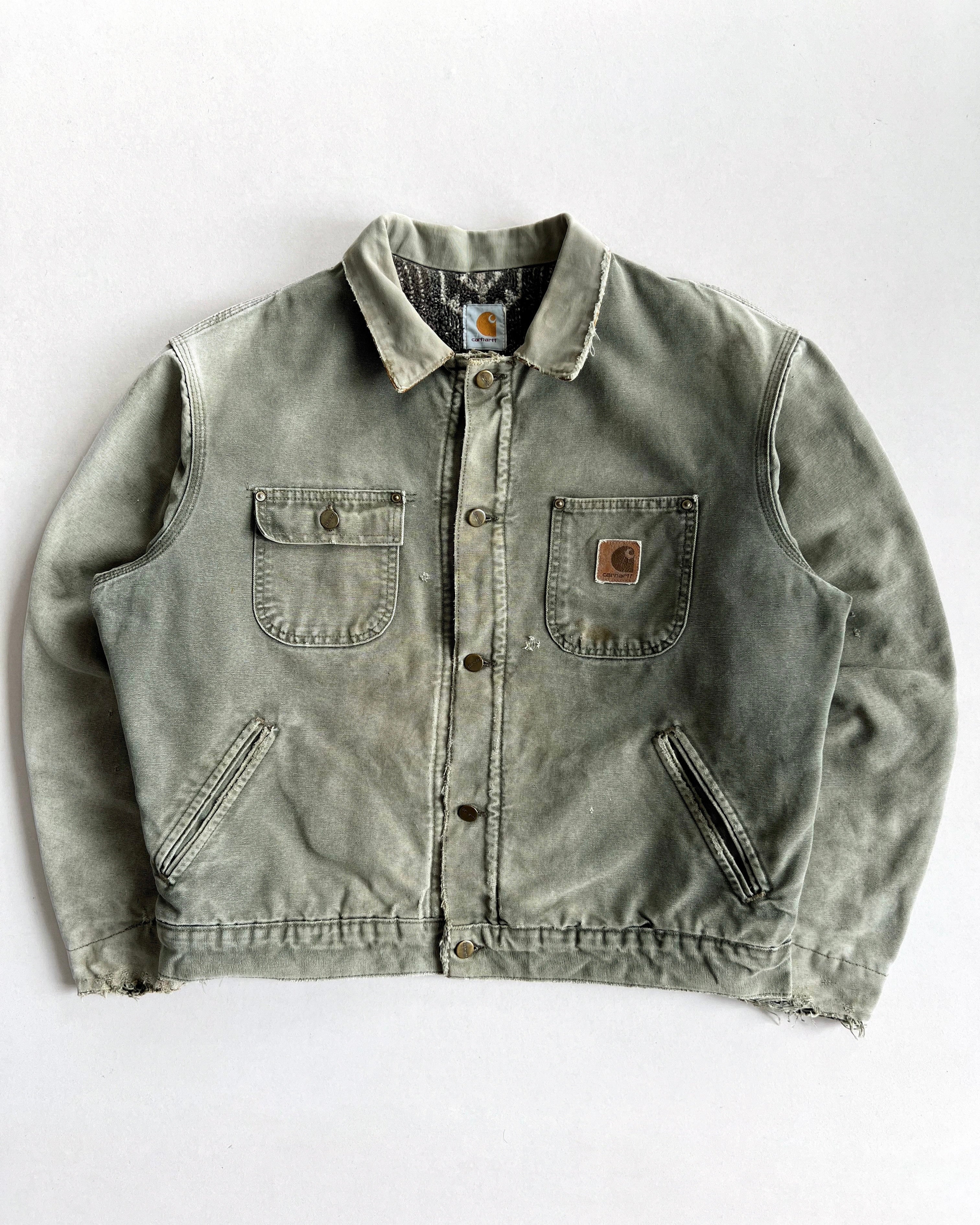 1990S FADED CARHARTT DISTRESSED WORK JACKET (L)