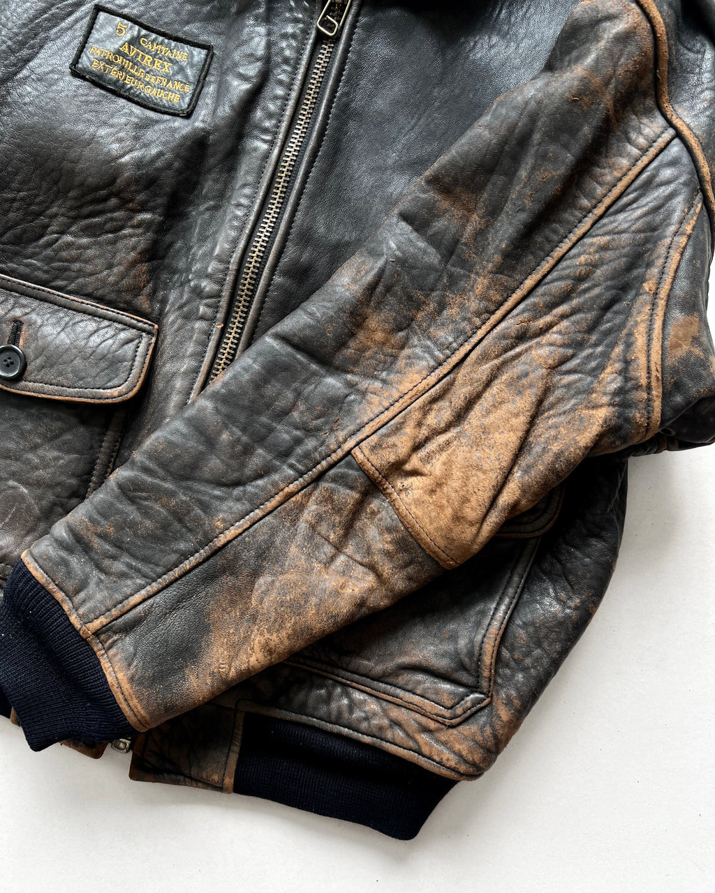 1980S AVIREX 'PATROUILLE DE FRANCE' TYPE G-1 FLIGHT LEATHER JACKET (L)