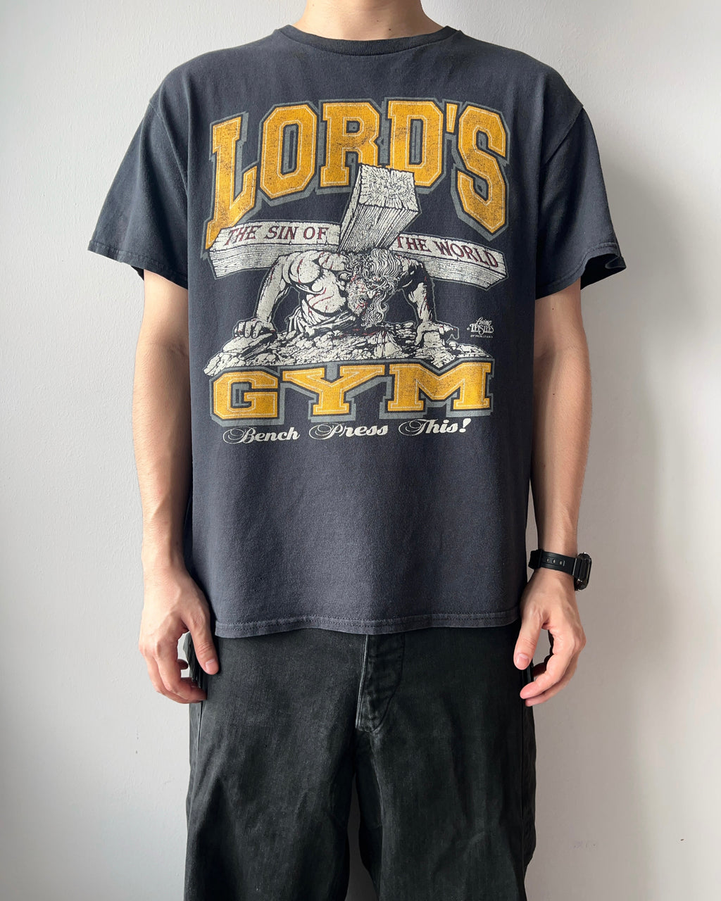 2000S 'LORD'S GYM, HIS PAIN YOUR GAIN' JESUS TEE (L)
